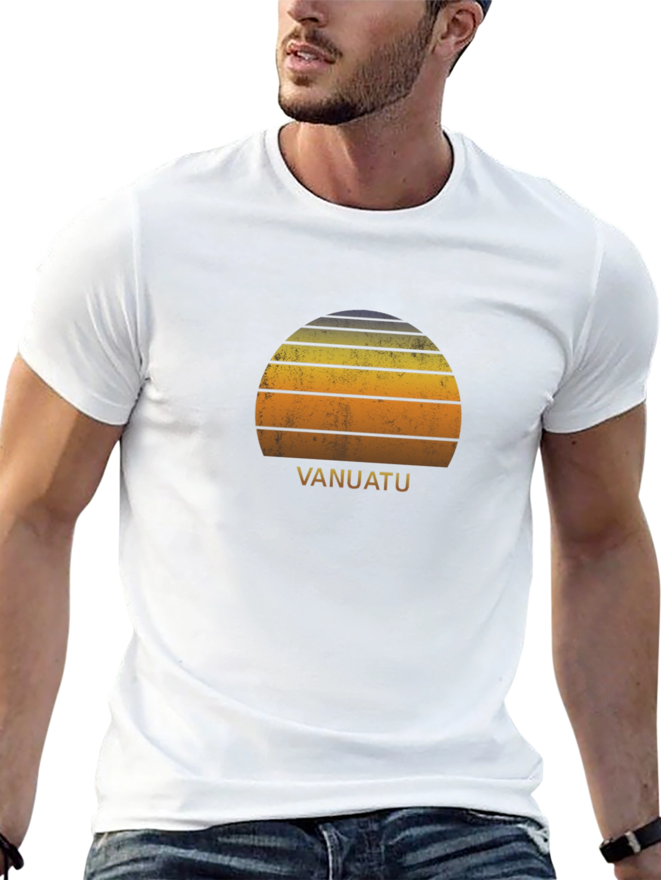 Vanuatu Retro Sunset T-Shirt - Island Vibes