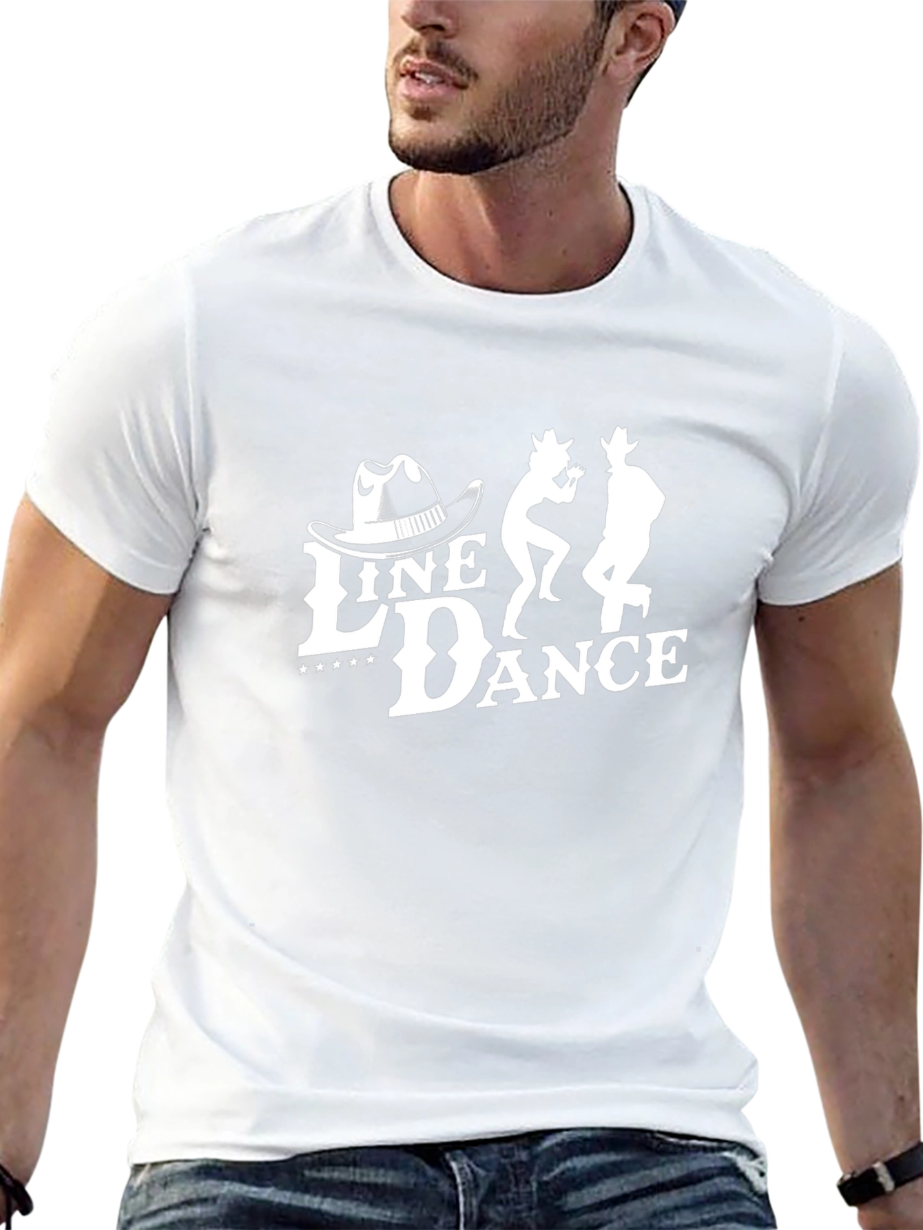 Line Dance Graphic Tee - Black Cotton T-Shirt