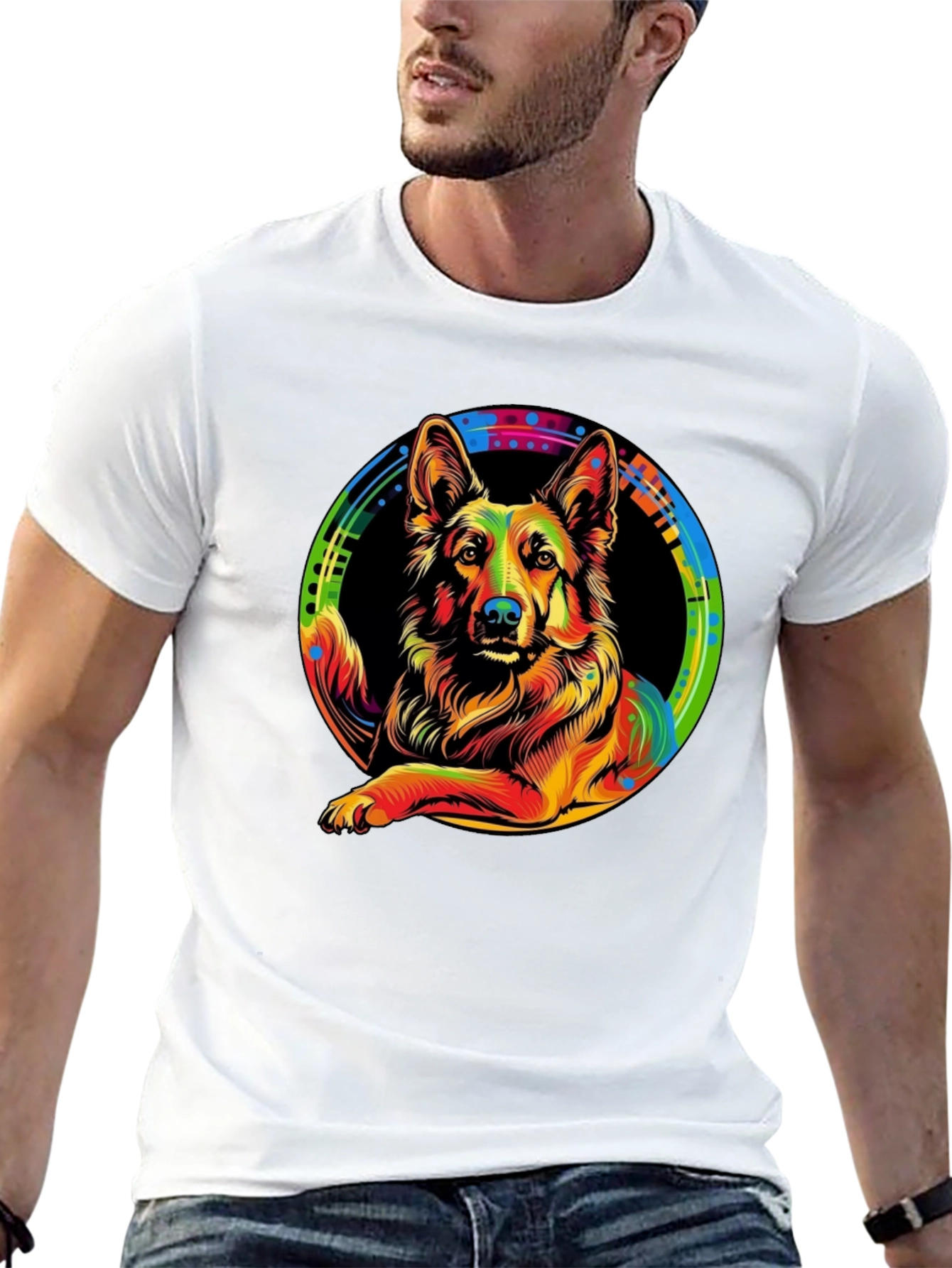 Vibrant German Shepherd Graphic Tee - Unique Design