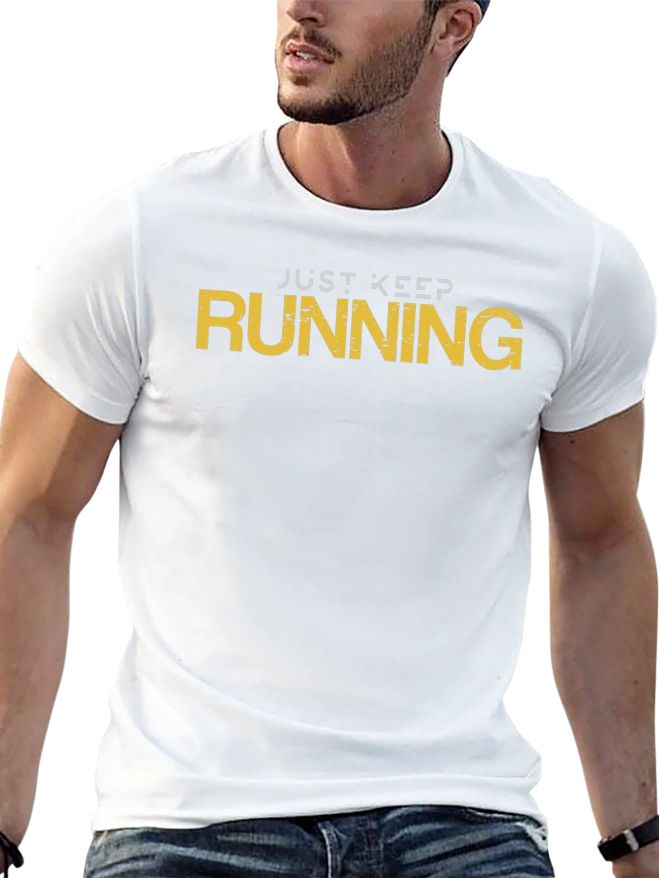 Just Keep Running Black Graphic T-Shirt