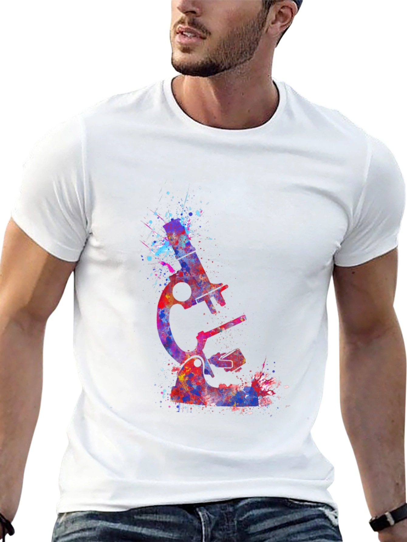 Watercolor Microscope Graphic T-Shirt