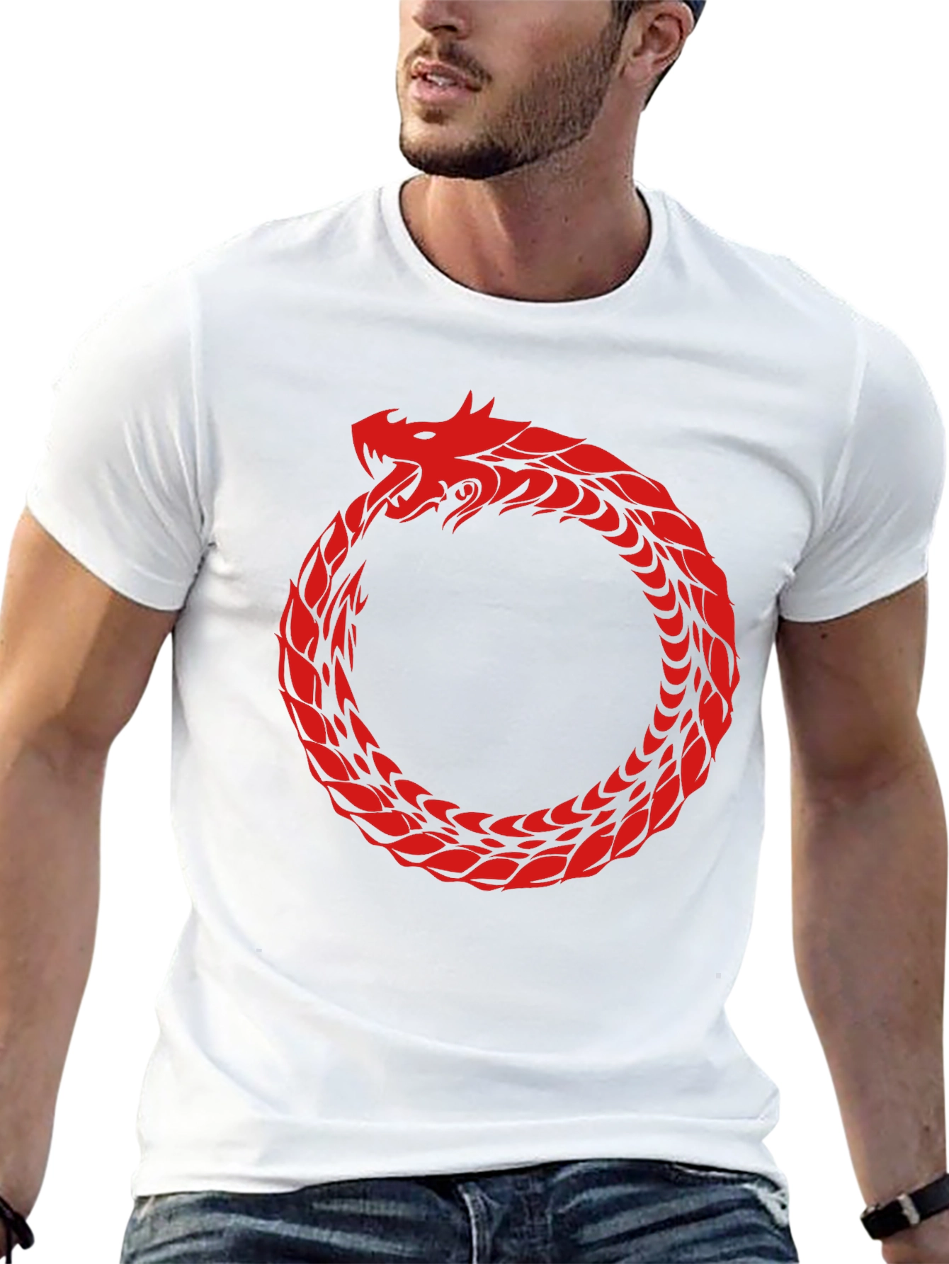 Ouroboros Dragon Graphic Tee - Mythic Serpent Design