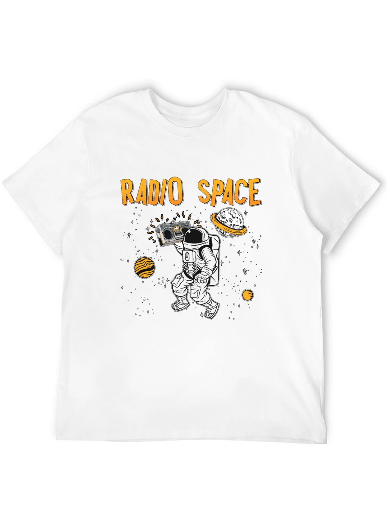 Radio Space T-Shirt Astronaut Black Graphic Tee