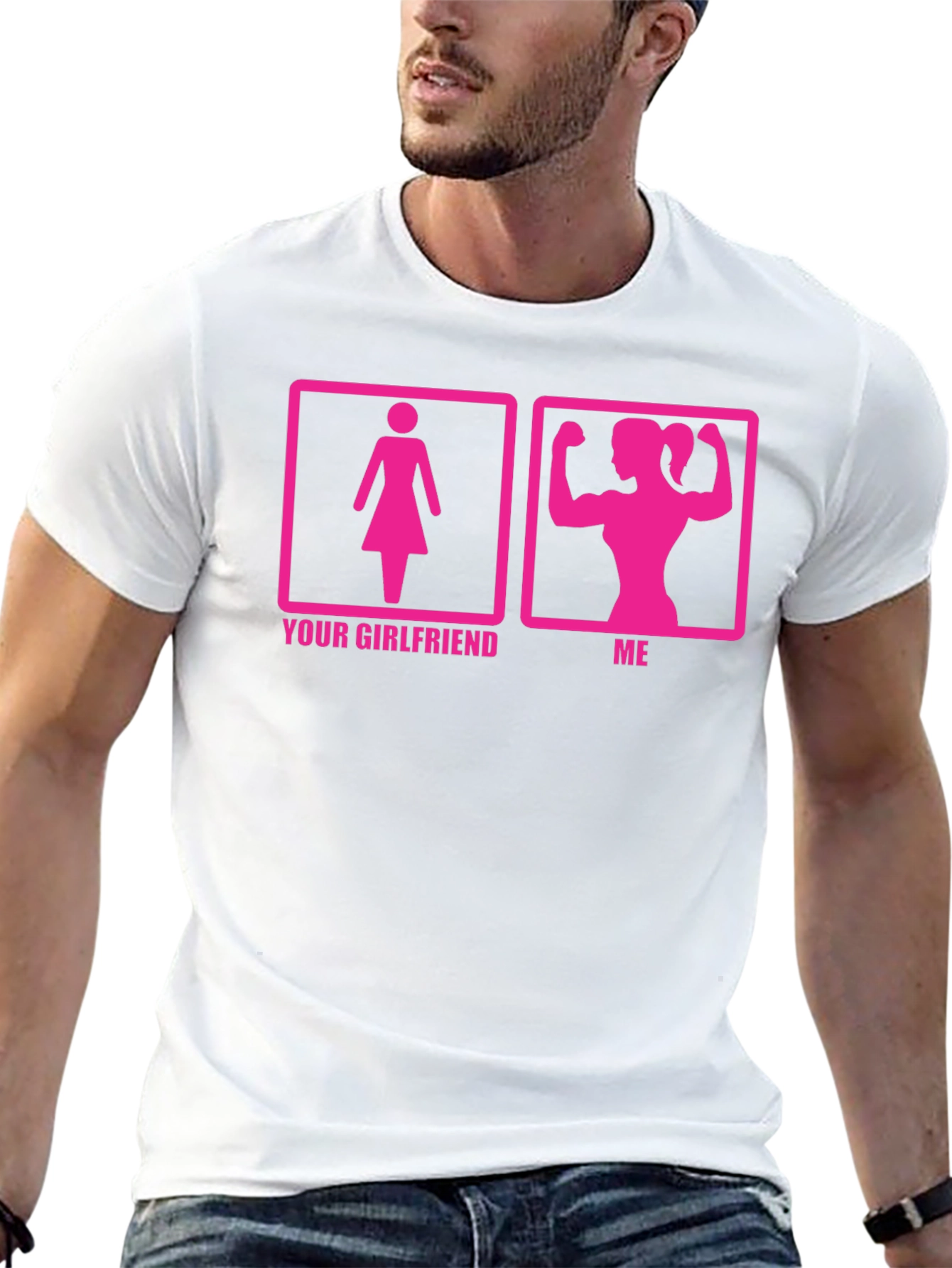 Humorous Womens Black T-Shirt: Your Girlfriend vs. Me