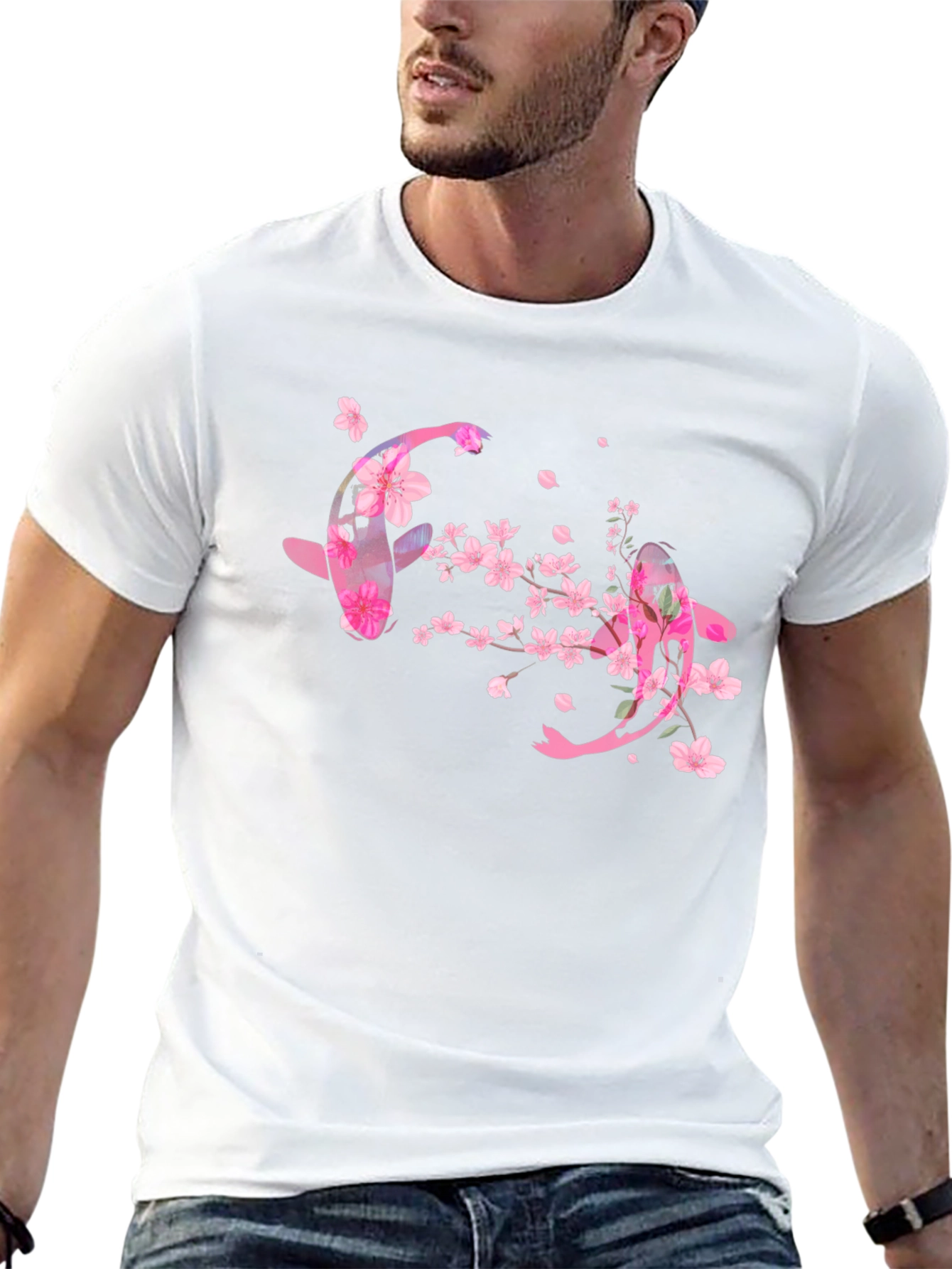 Koi Fish Cherry Blossom Graphic Tee