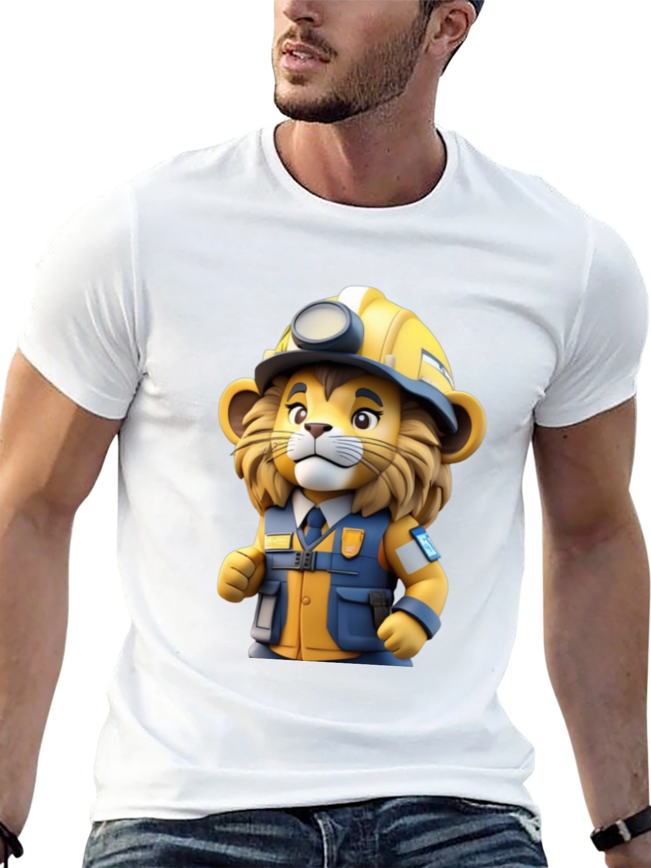 Cartoon Lion Miner T-Shirt