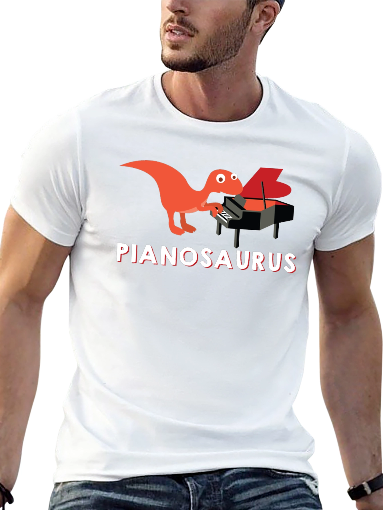 Pianosaurus T-Shirt - Dinosaur Playing Piano