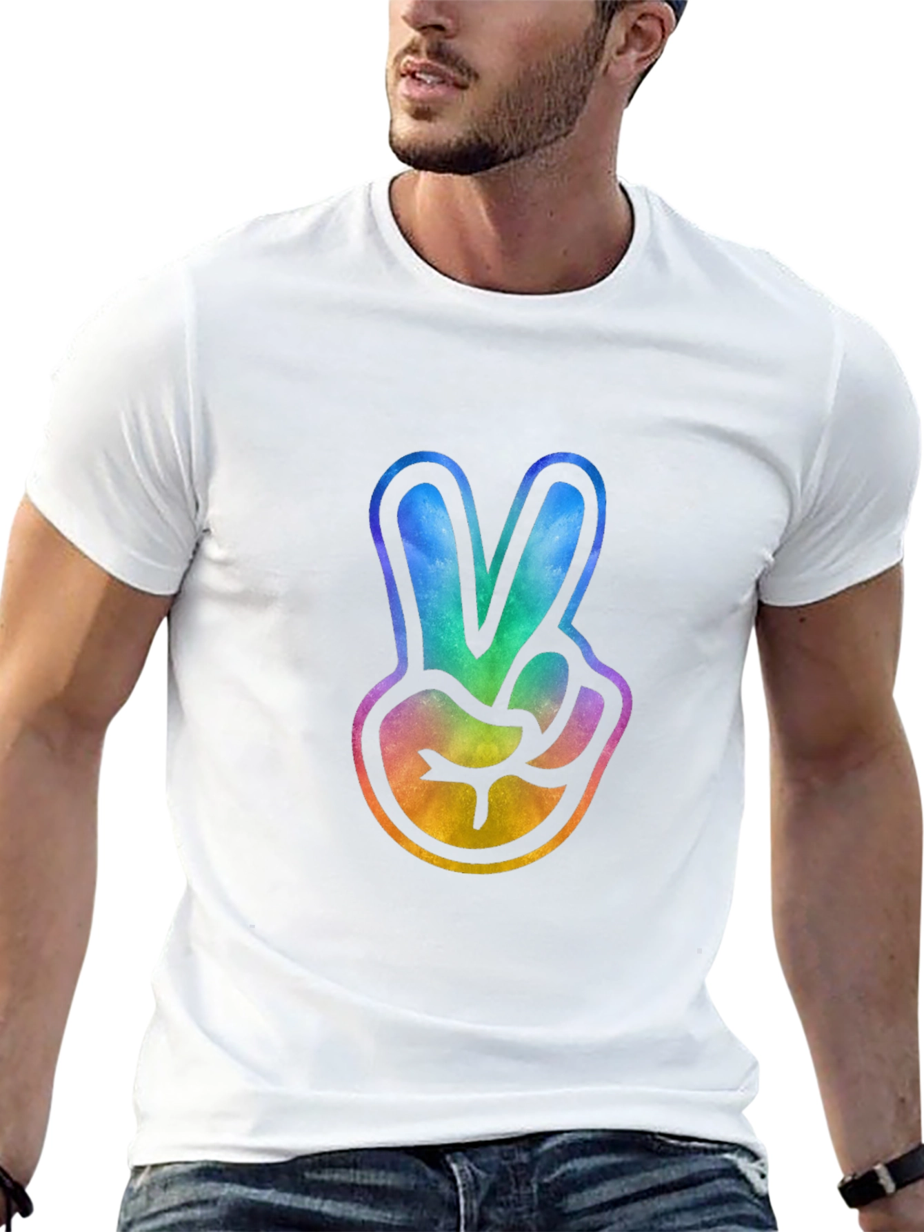 Peace Sign Tie-Dye Graphic Tee - Trendy Casual