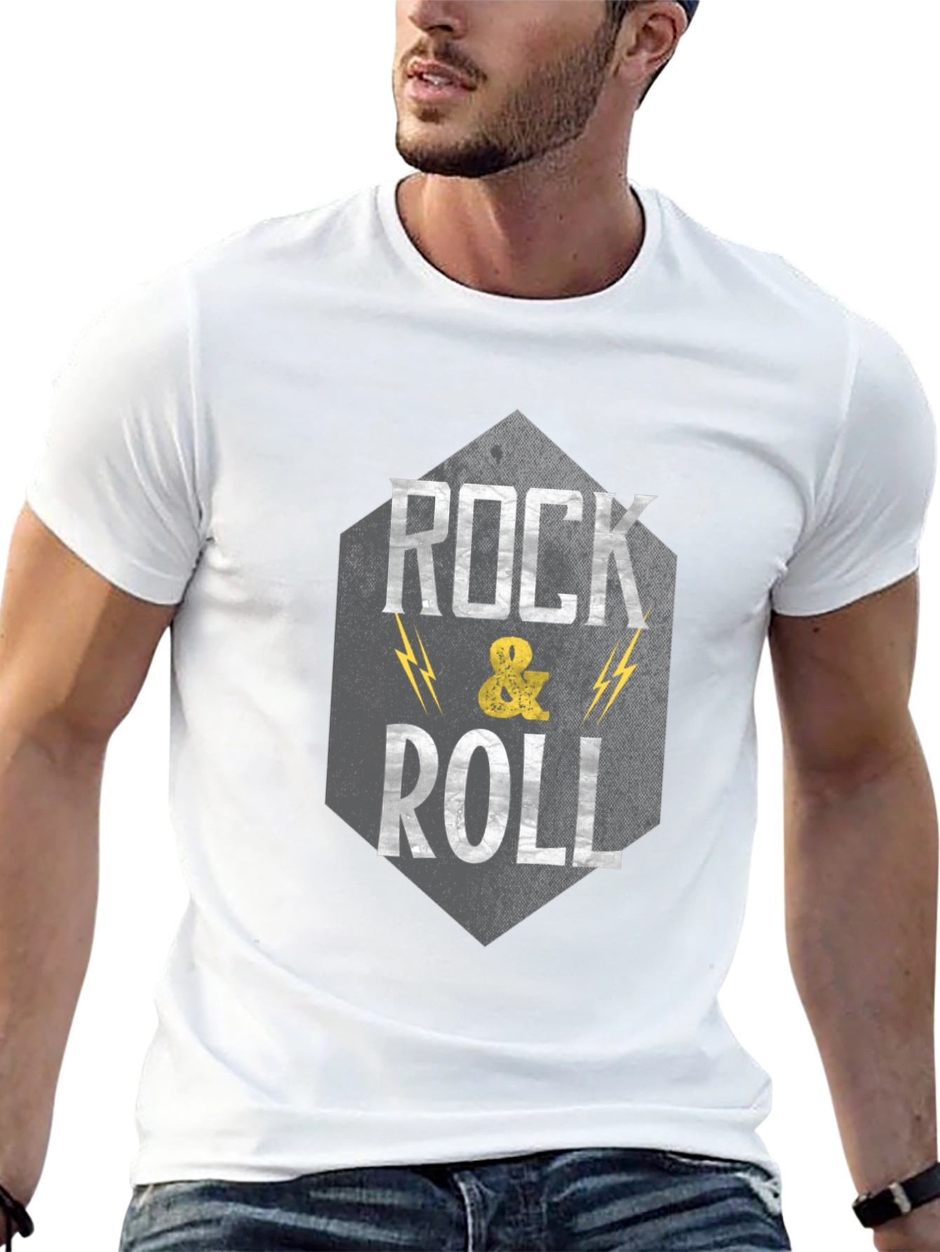 Rock & Roll Graphic Print Black T-Shirt