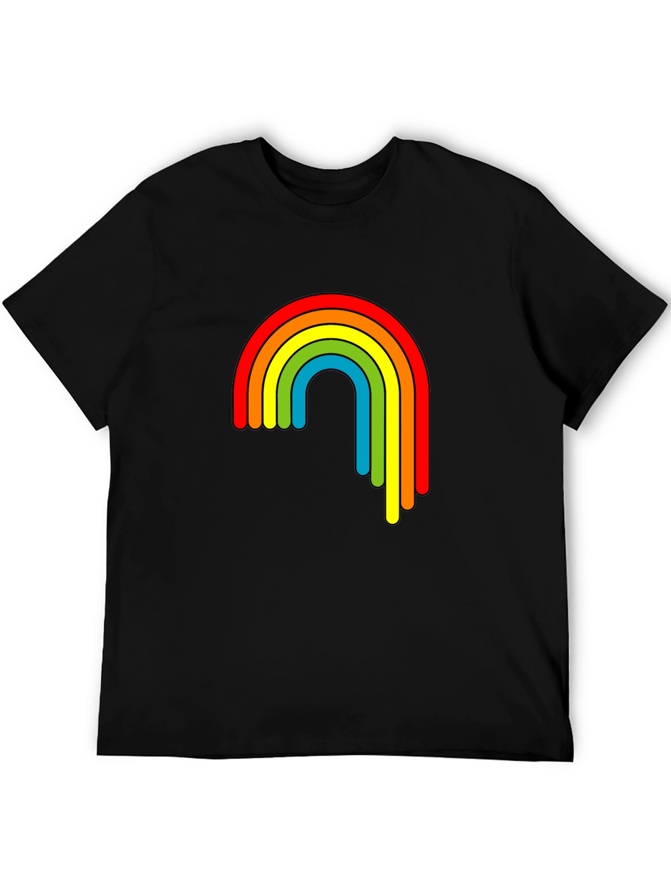 Retro Rainbow Graphic T-Shirt - Black