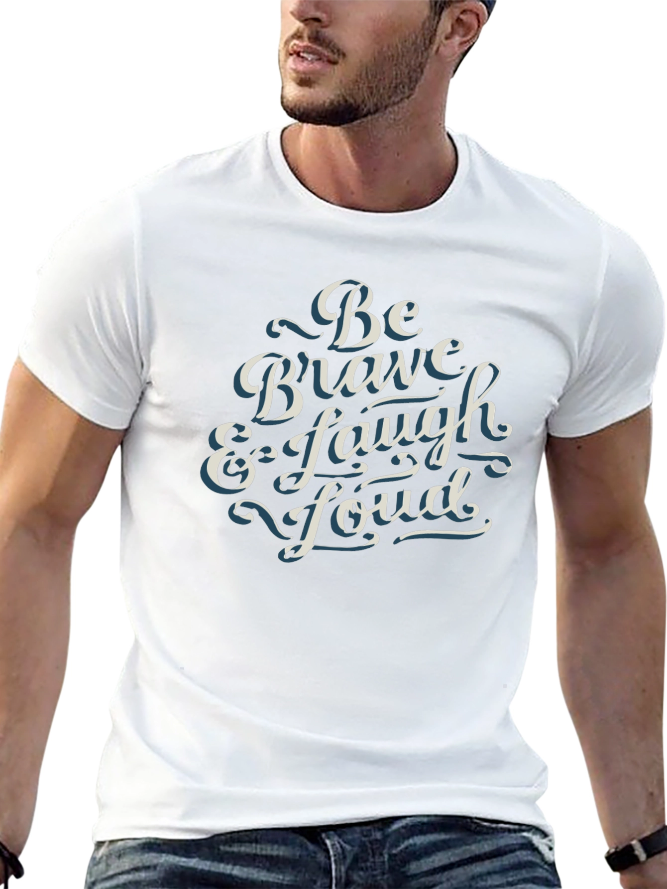 Be Brave & Laugh Loud Black Graphic T-Shirt