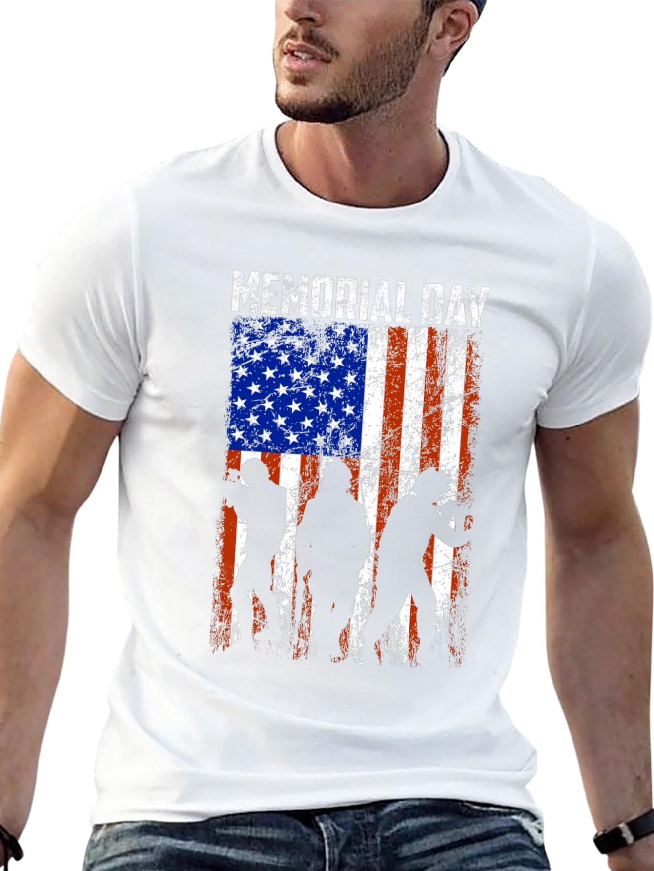 Memorial Day T-Shirt - American Flag Silhouette