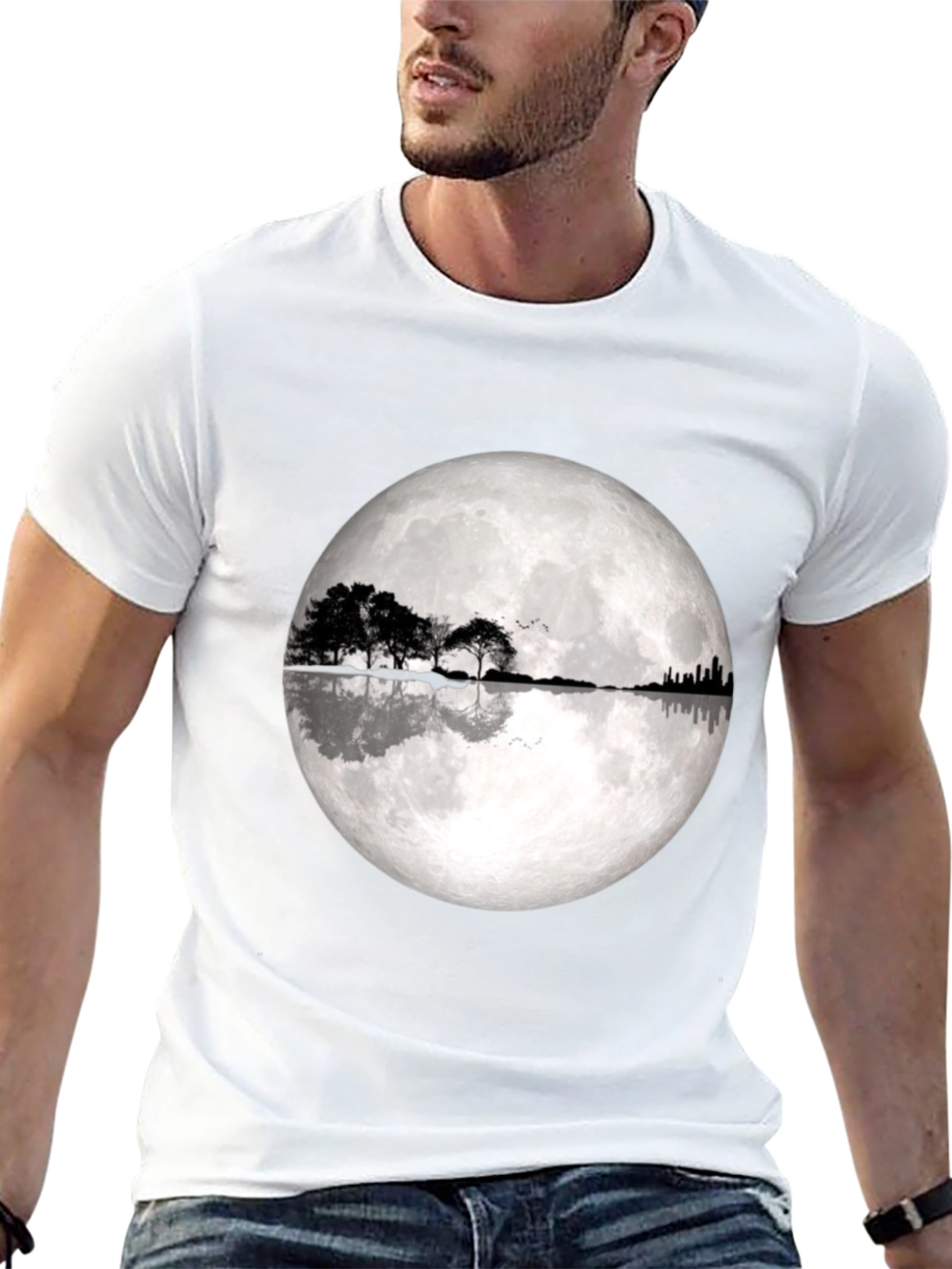 Moonlight Trees Graphic T-Shirt - Black