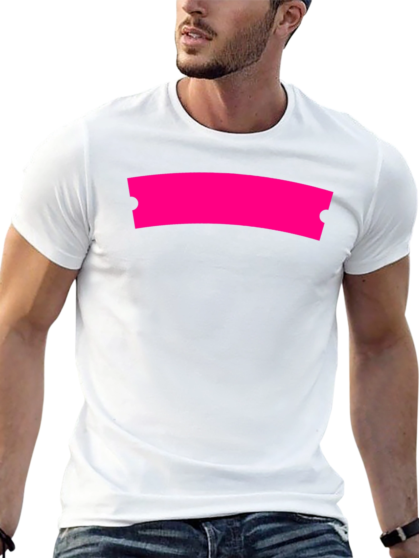 Modern Black Graphic Tee with Hot Pink Ticket