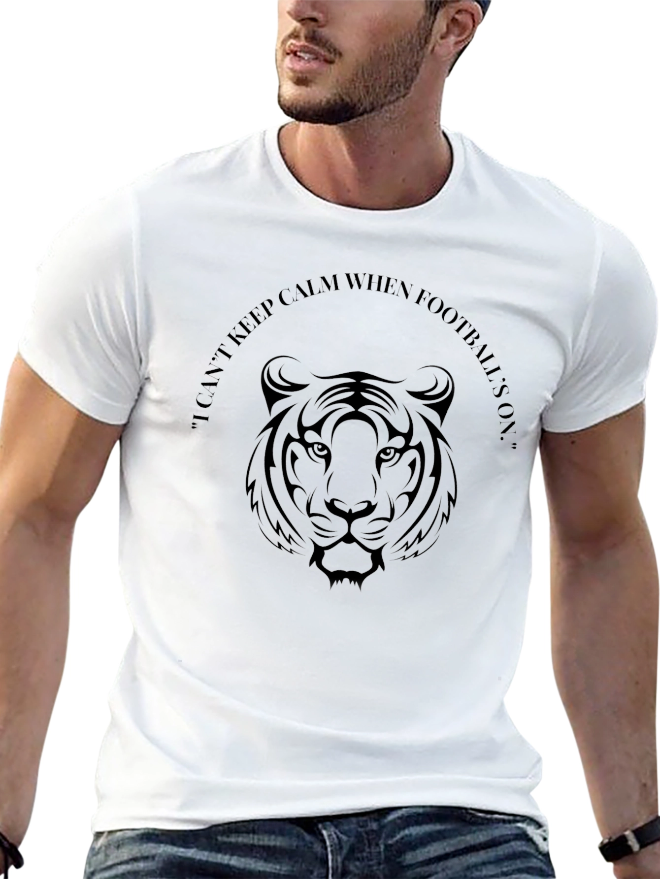 Mens Black Tiger Football T-Shirt