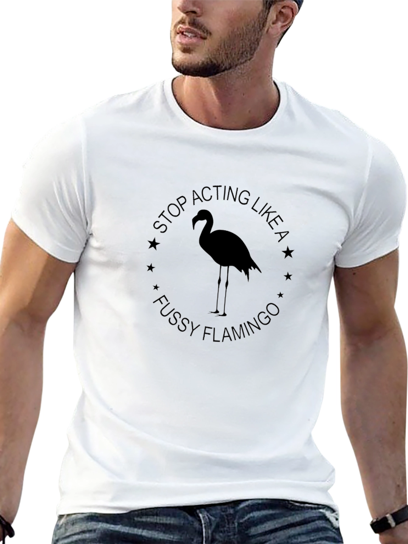 Fussy Flamingo Graphic Tee - Black Cotton T-Shirt