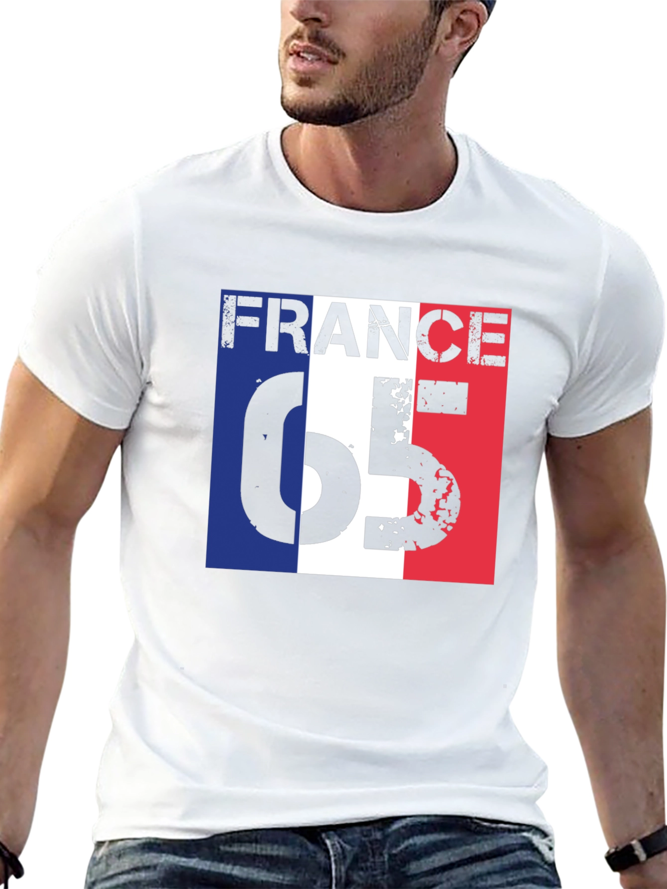 France 65 Graphic Tee - Patriotic French Flag T-Shirt