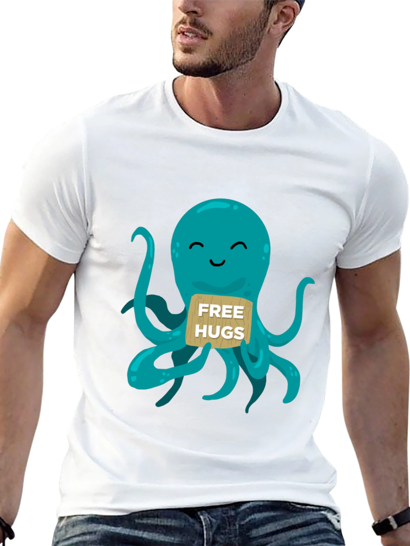 Free Hugs Octopus Graphic T-Shirt - Cute & Comfy!