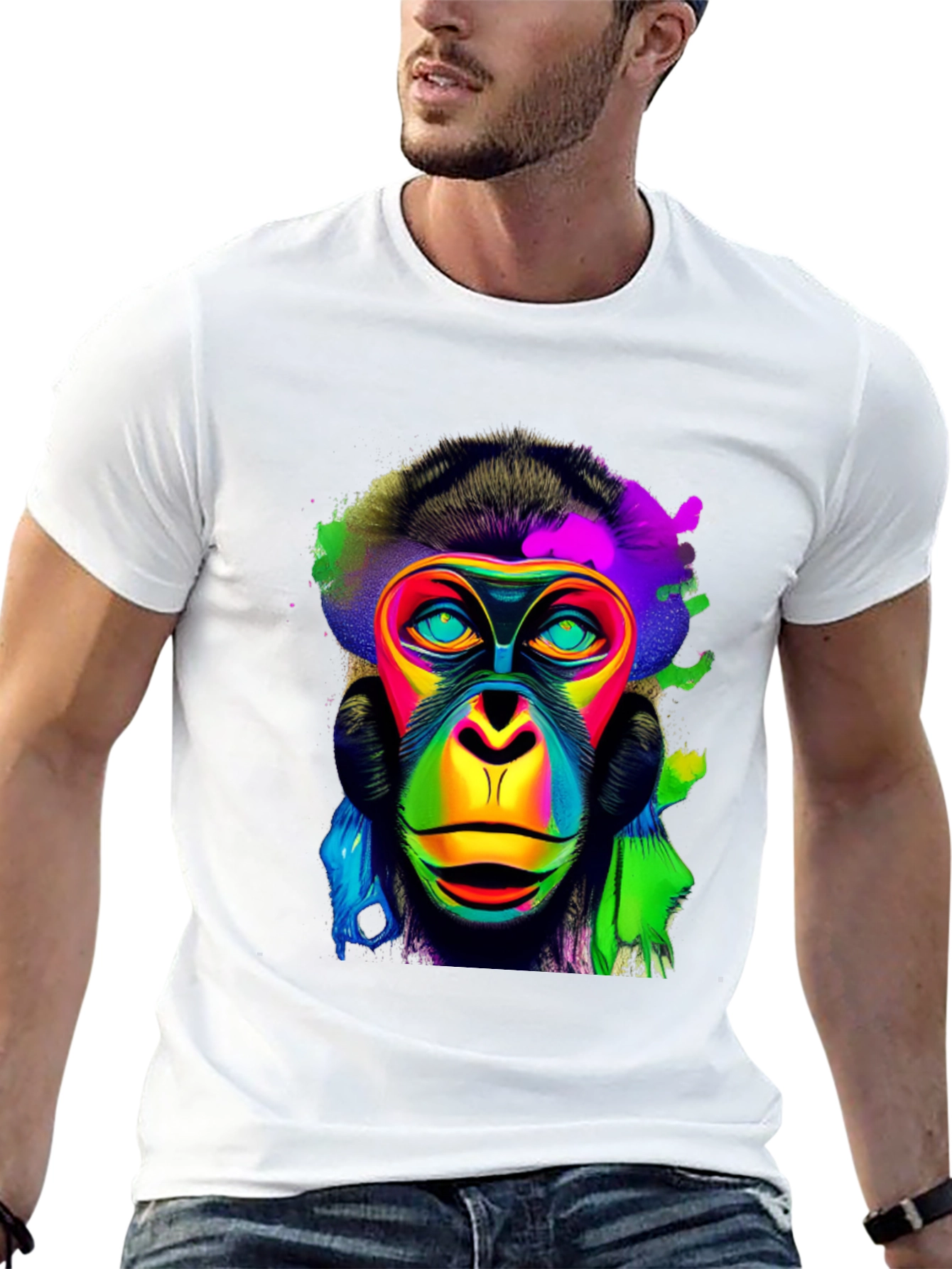 Psychedelic Monkey Graphic Tee - Unique Design Soft Cotton