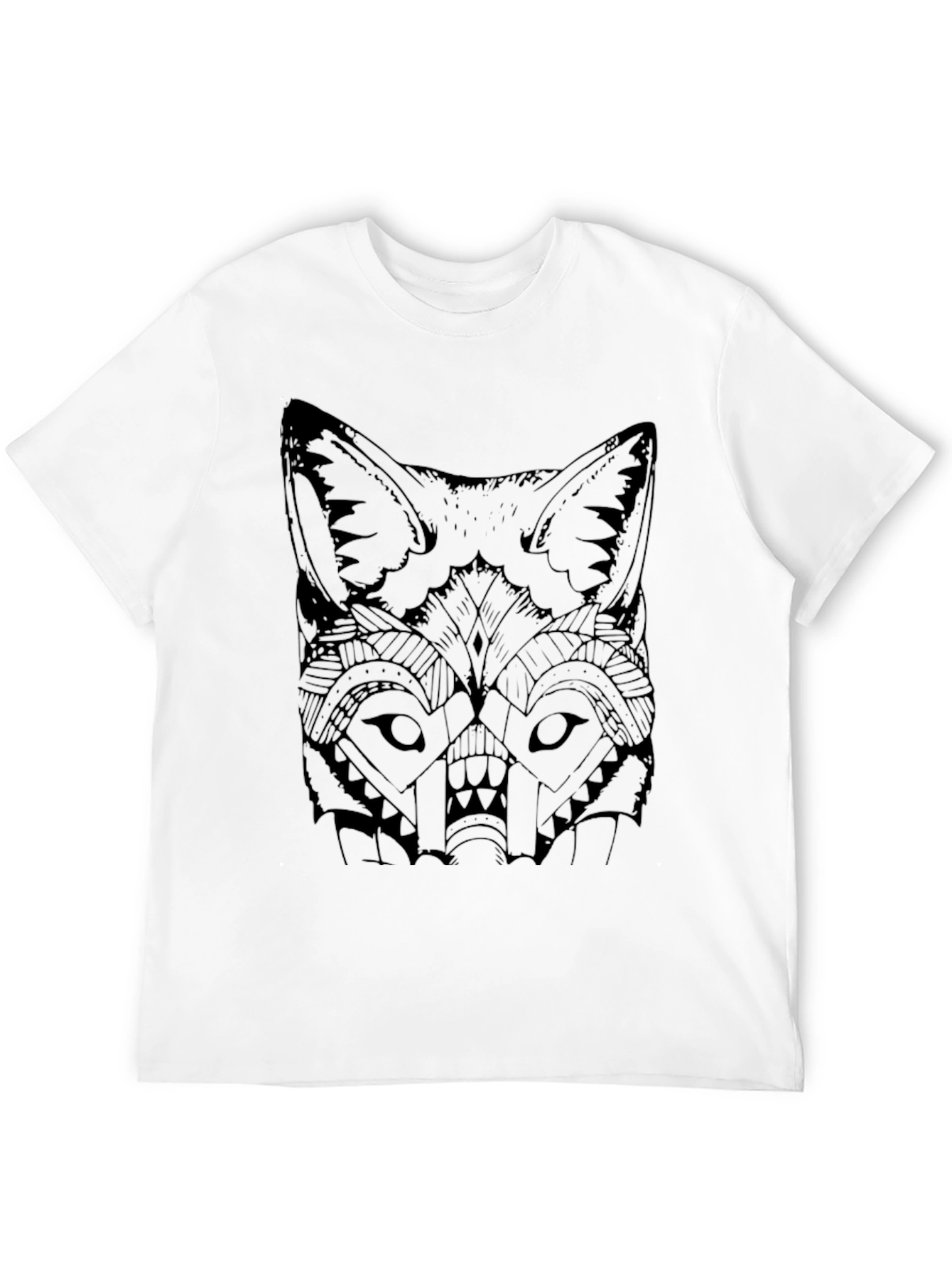 Geometric Fox Graphic Black T-Shirt