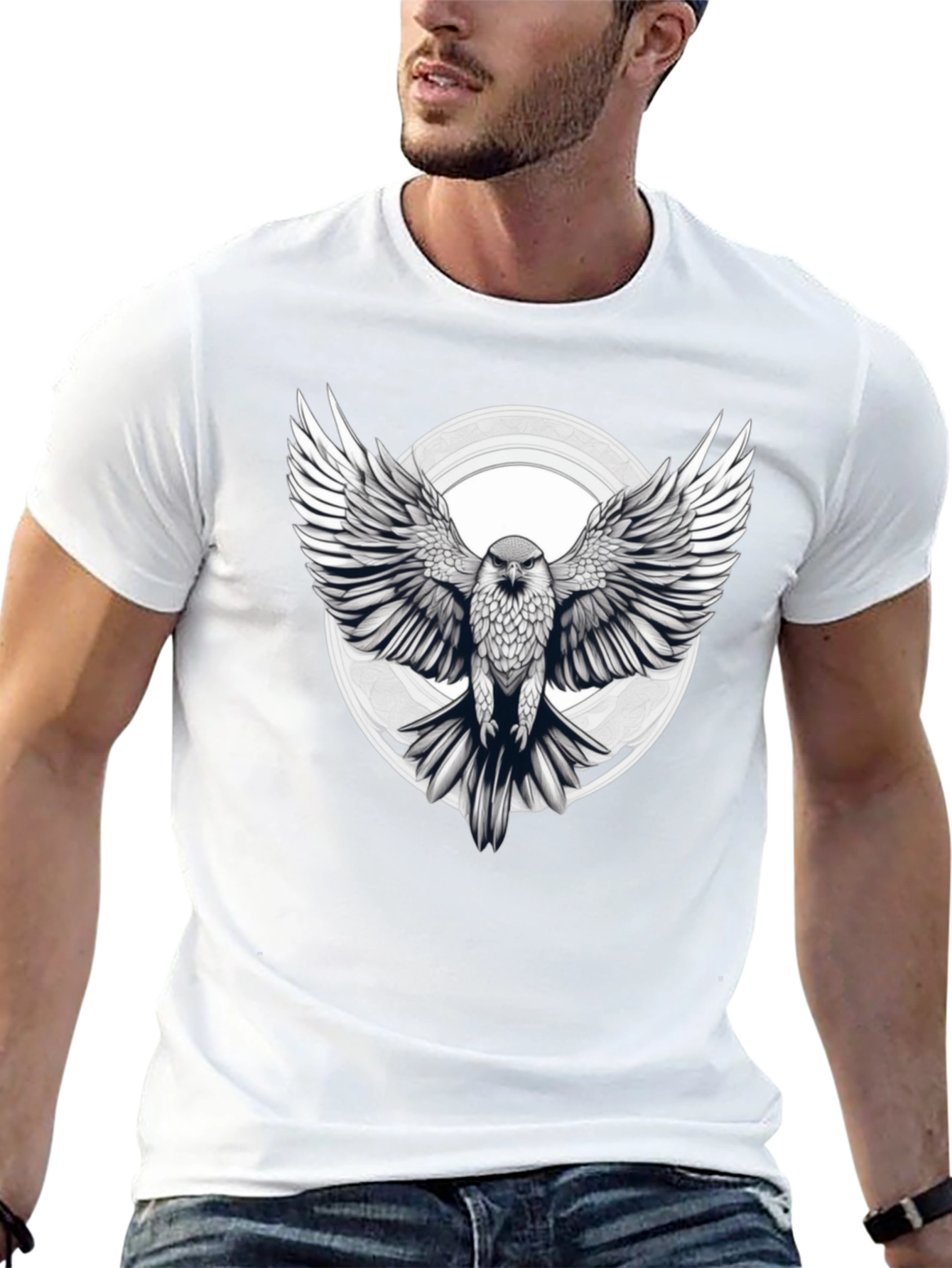 Eagle Graphic Print Black T-Shirt