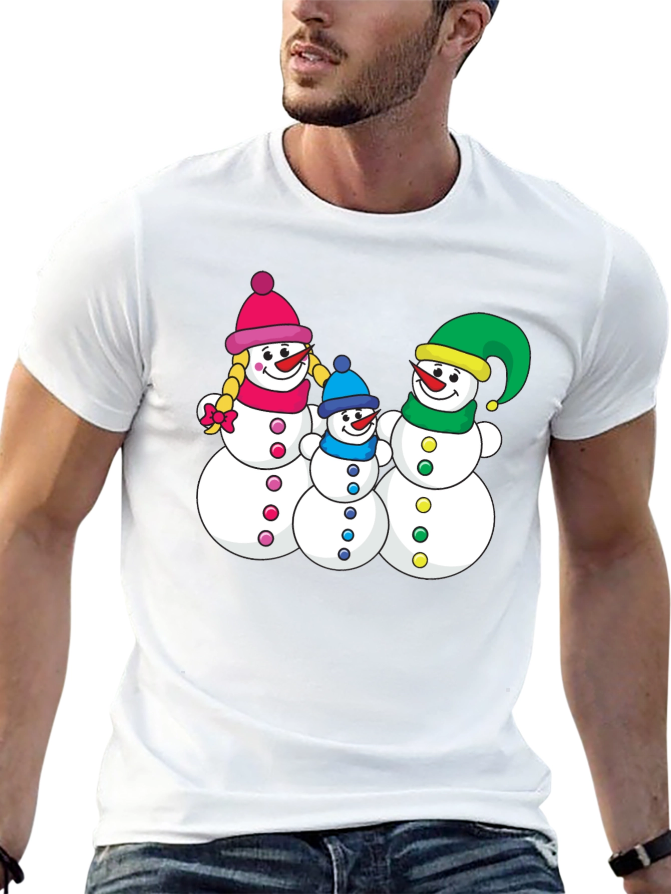 Festive Snowman Family T-Shirt - Holiday Season Apparel