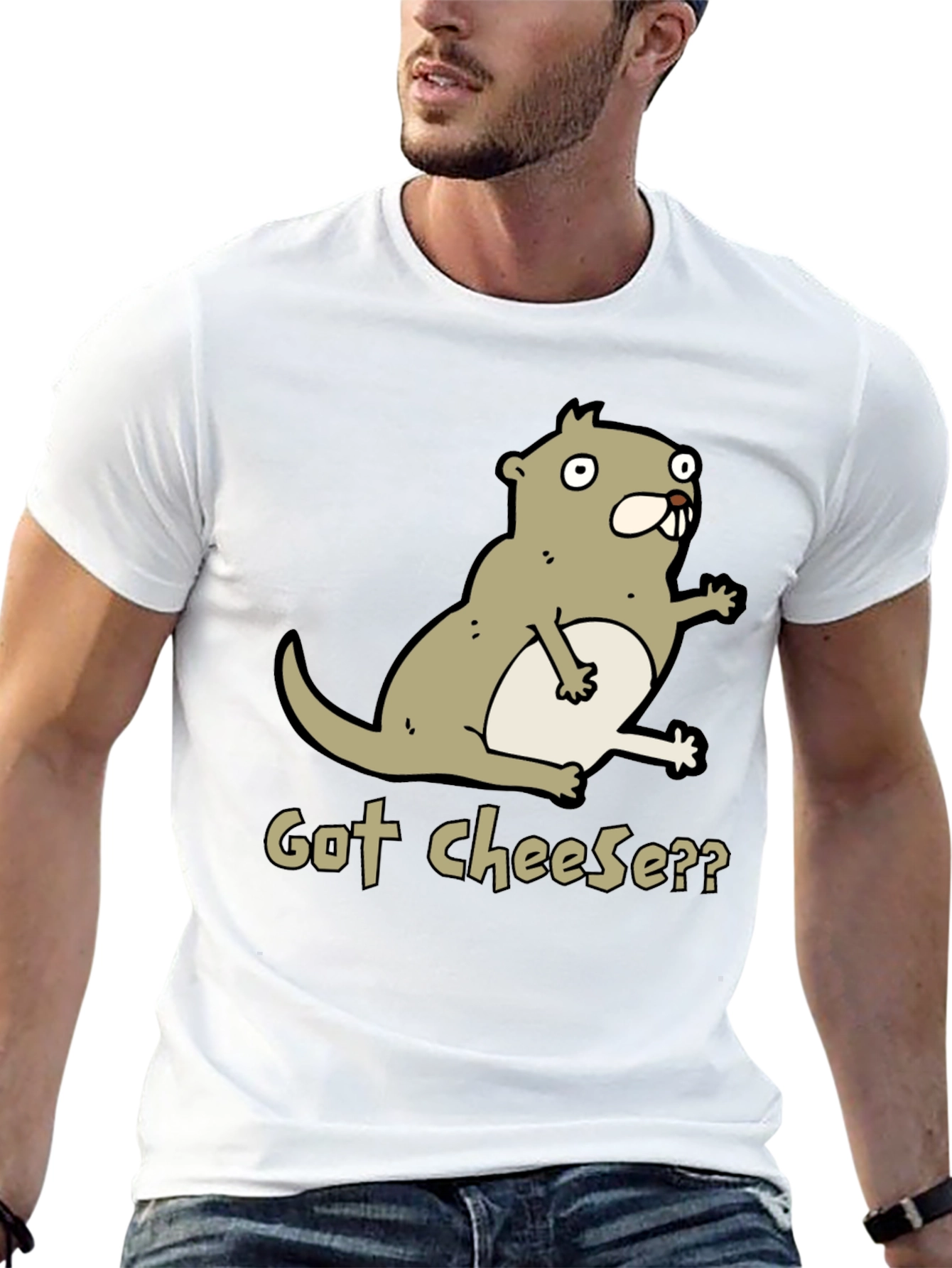 Got Cheese? Cartoon Beaver T-Shirt - Black