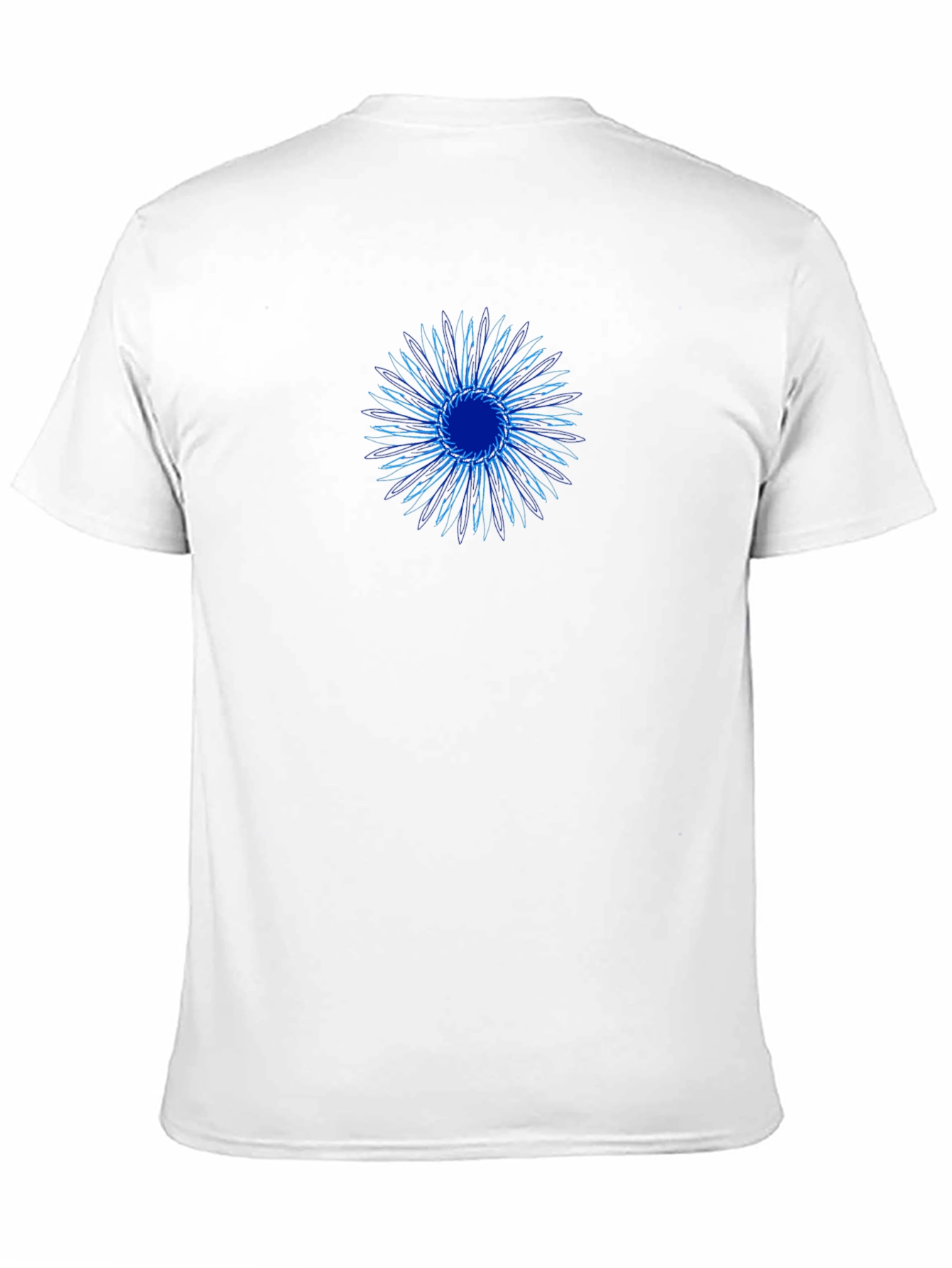 Abstract Blue Flower Black T-Shirt