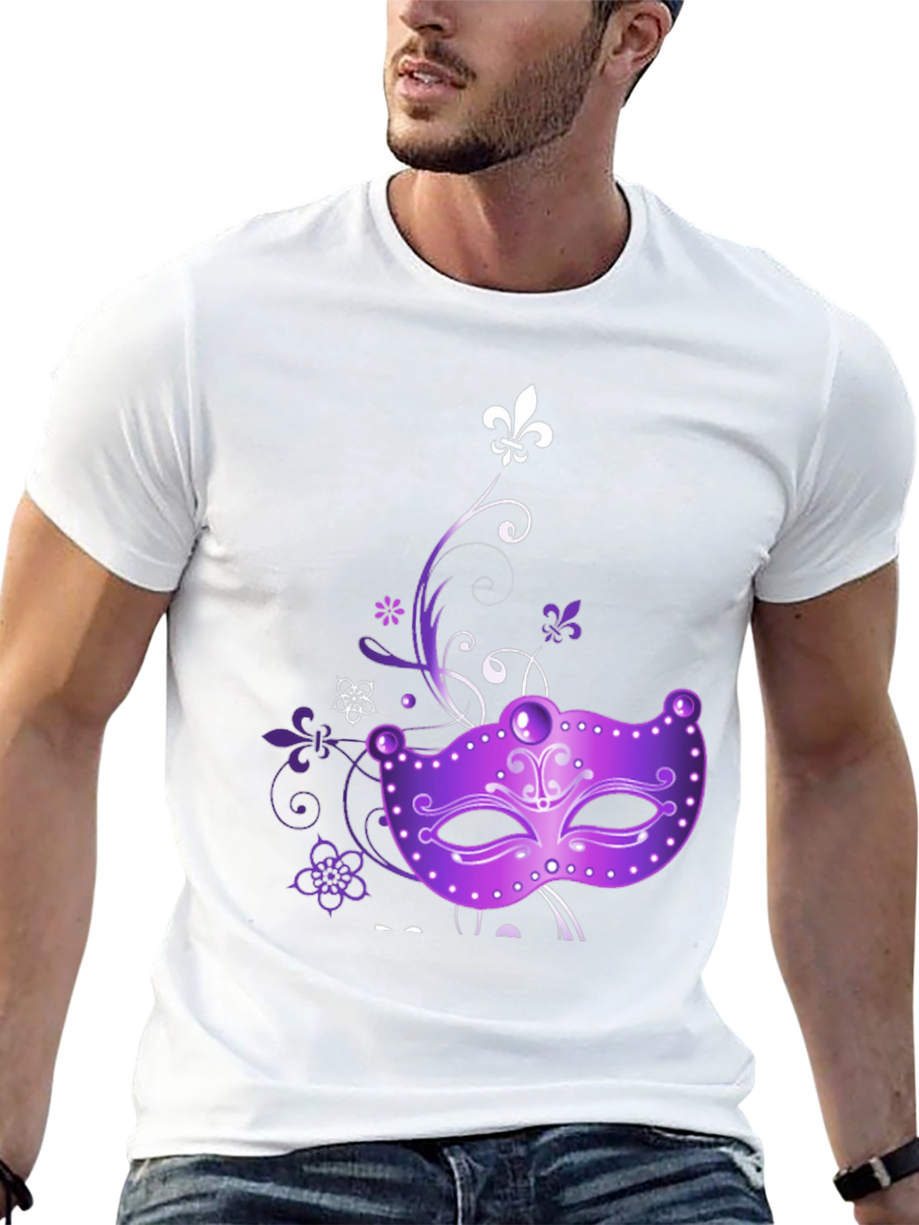 Mardi Gras Mask Graphic Tee - Black