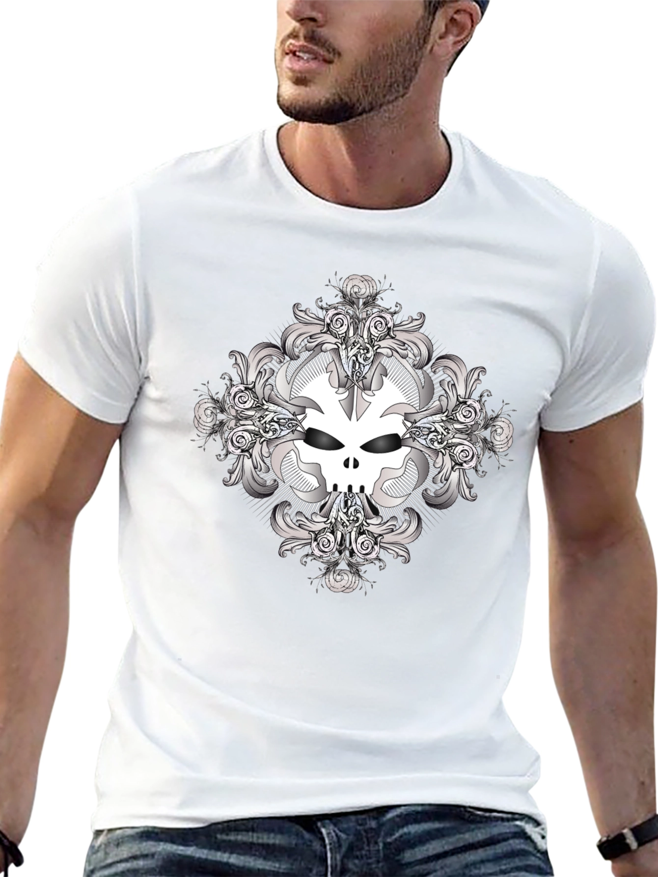 Skull Graphic Print Black T-Shirt