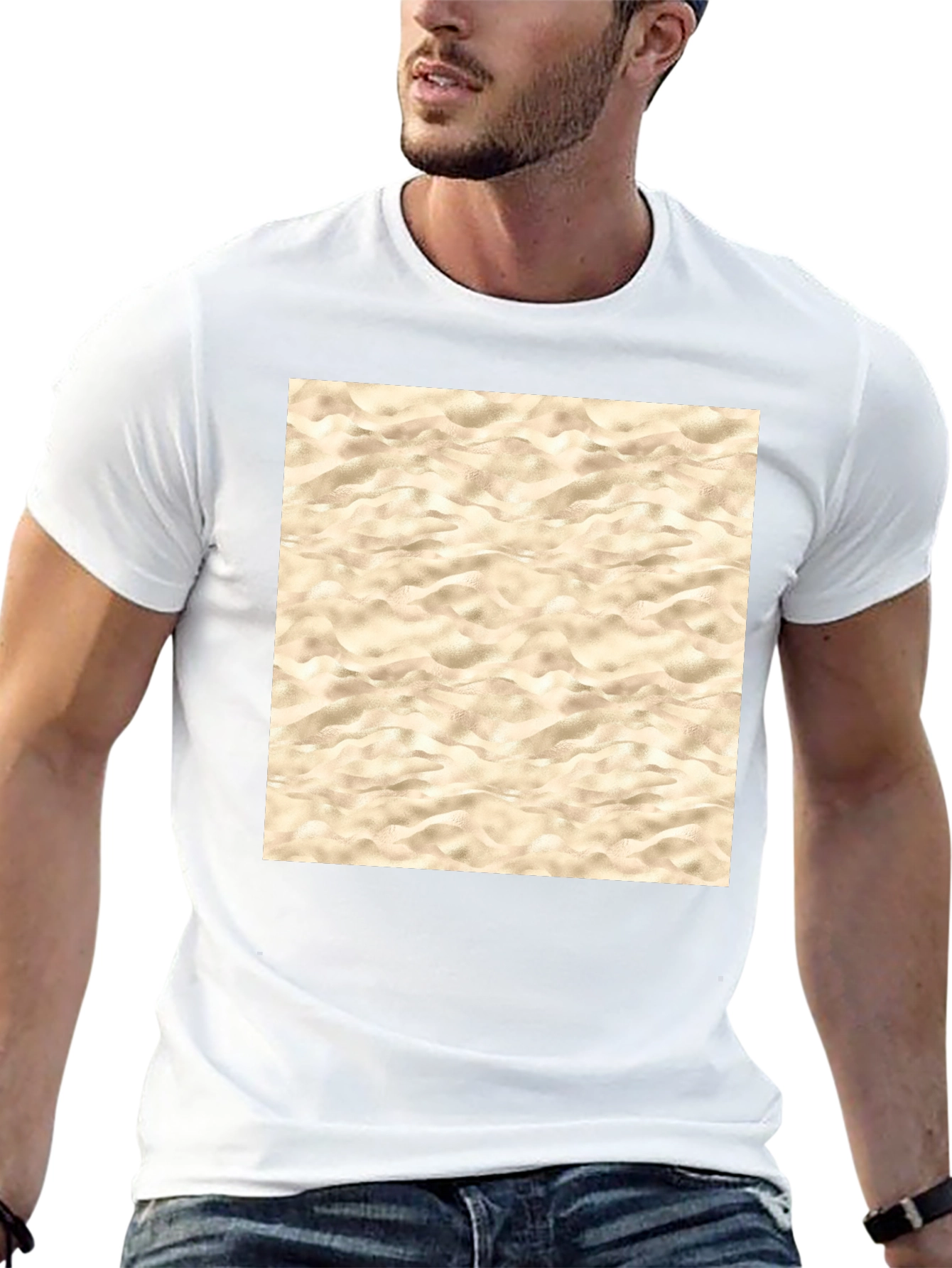 Beach Sand Pattern Graphic Tee - Black T-Shirt