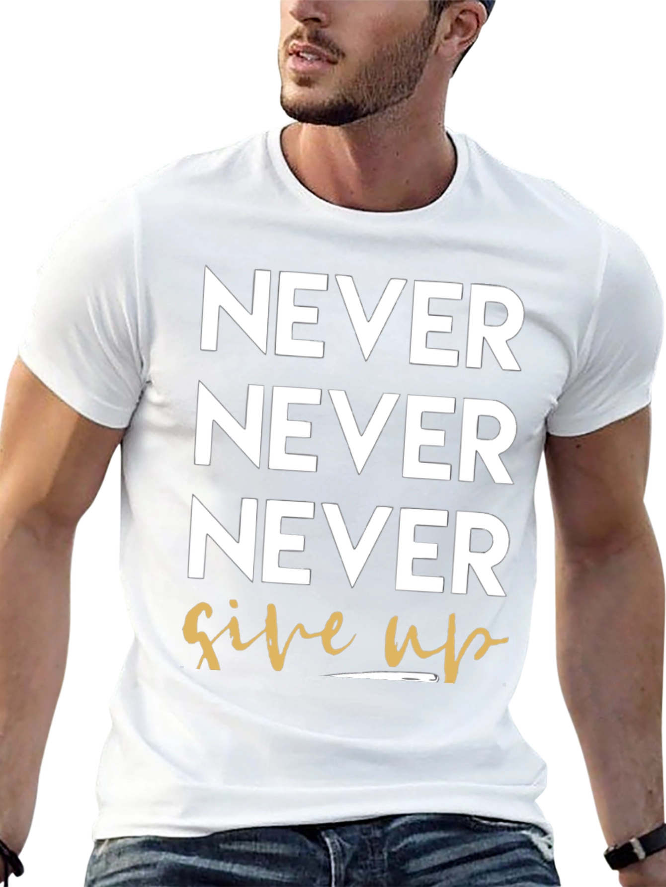 Never Give Up Black Graphic Tee