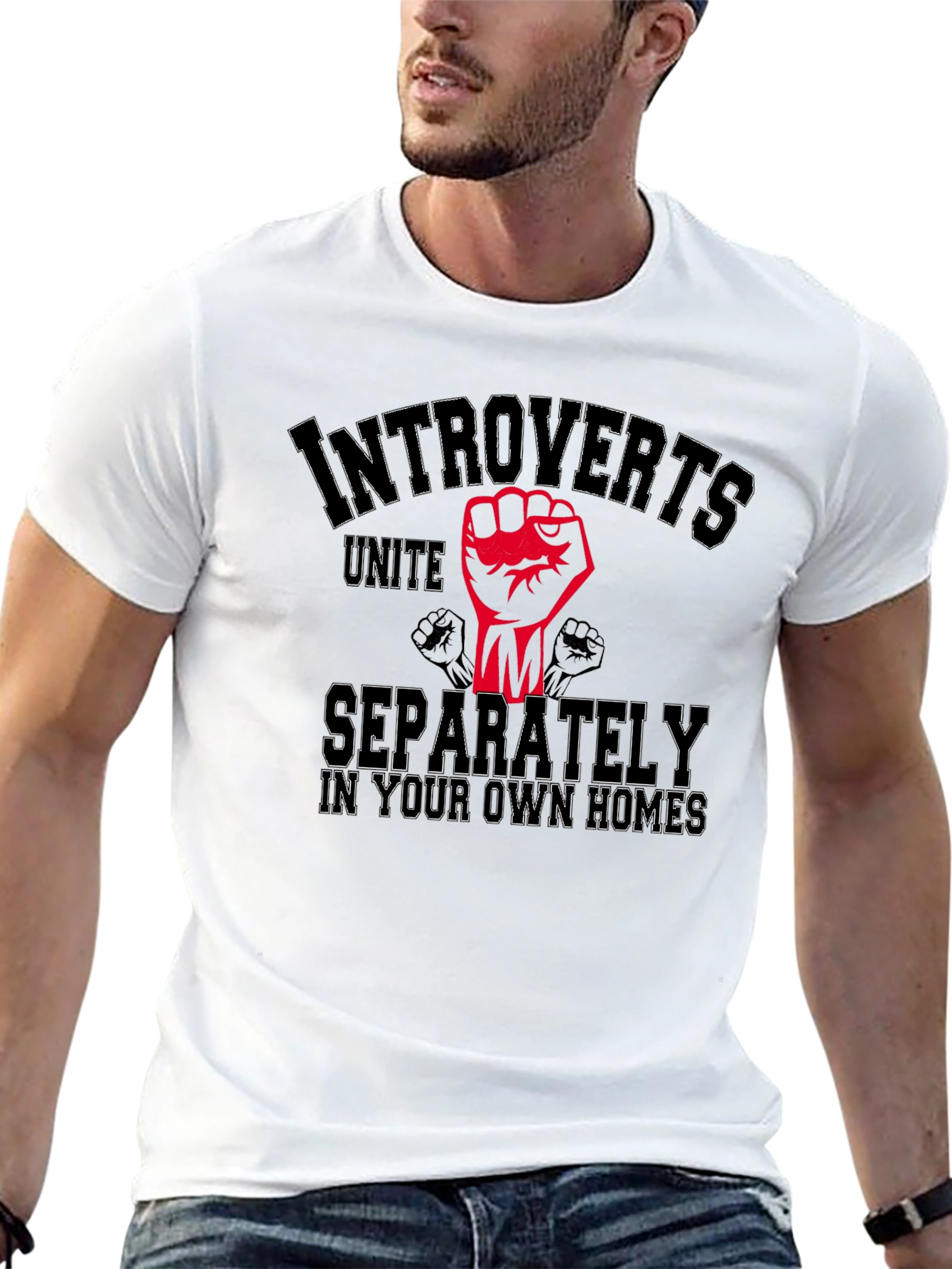 Introverts Unite Black Graphic T-Shirt