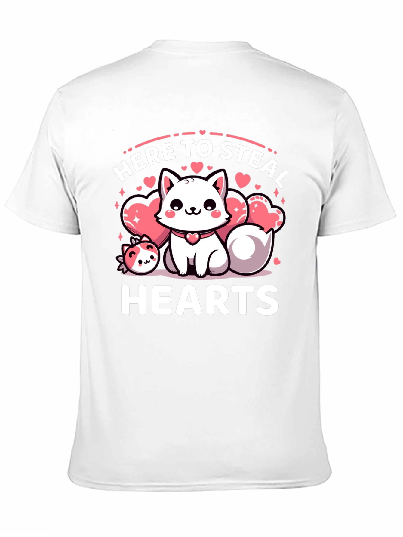 Cute Here to Steal Hearts Valentines Day Cat T-Shirt