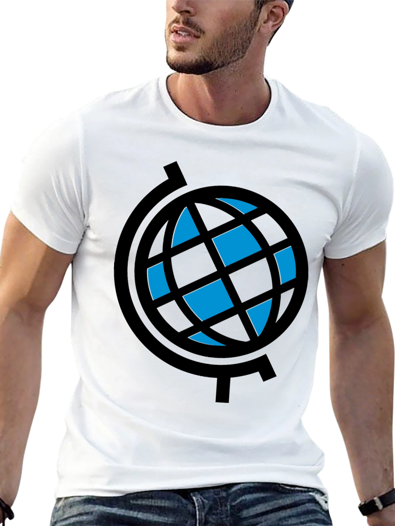Globe Graphic T-Shirt - Black Crew Neck Tee
