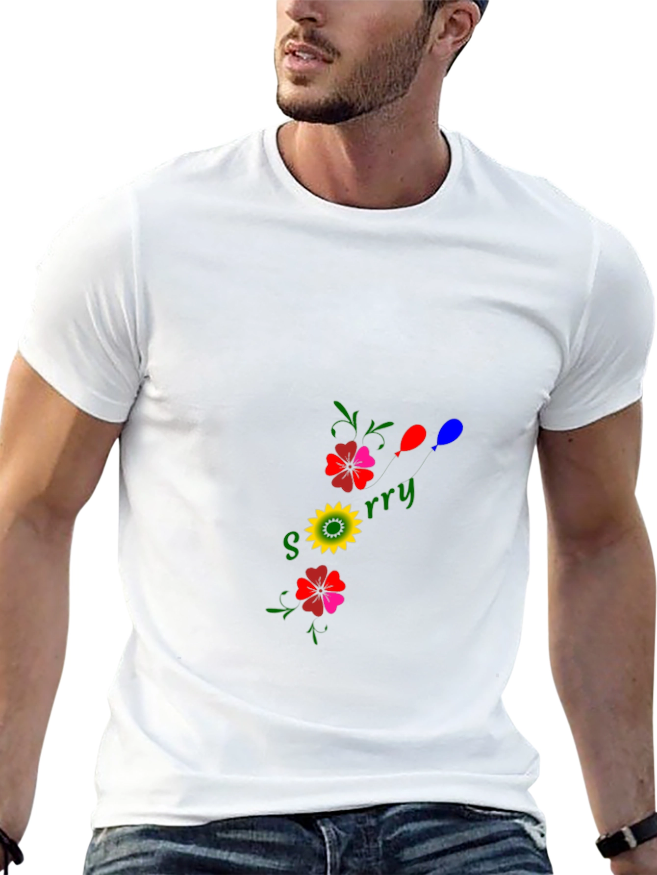 Sorry Floral Graphic Black T-Shirt