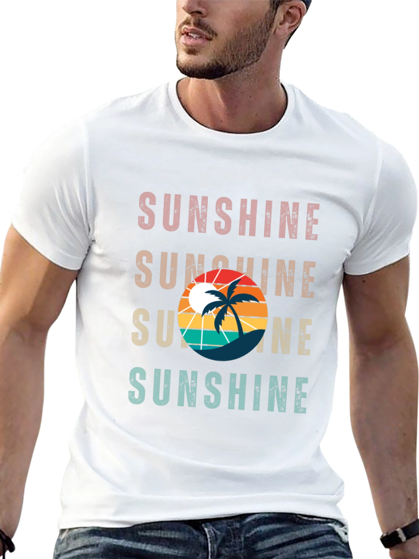 Sunshine Palm Graphic Tee - Retro Summer Vibes