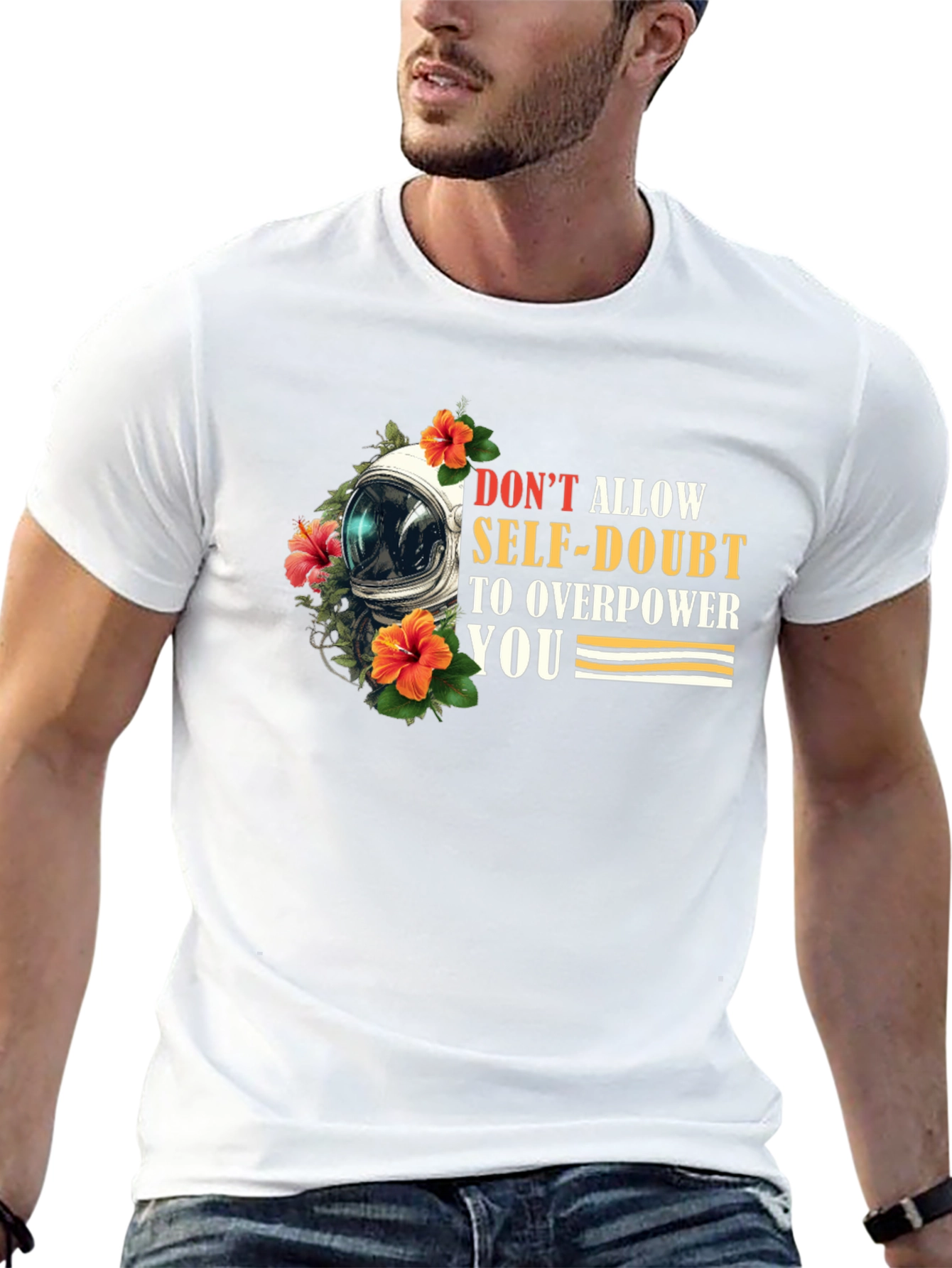 Motivational Astronaut Floral Graphic T-Shirt