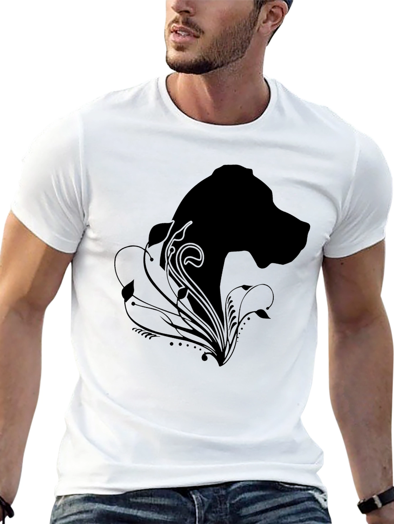 Black Dog Silhouette Graphic Tee - Stylish Comfort