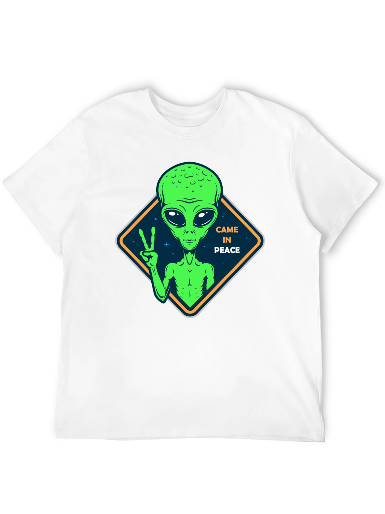 Peaceful Alien Black T-Shirt - Extra Terrestrial Design
