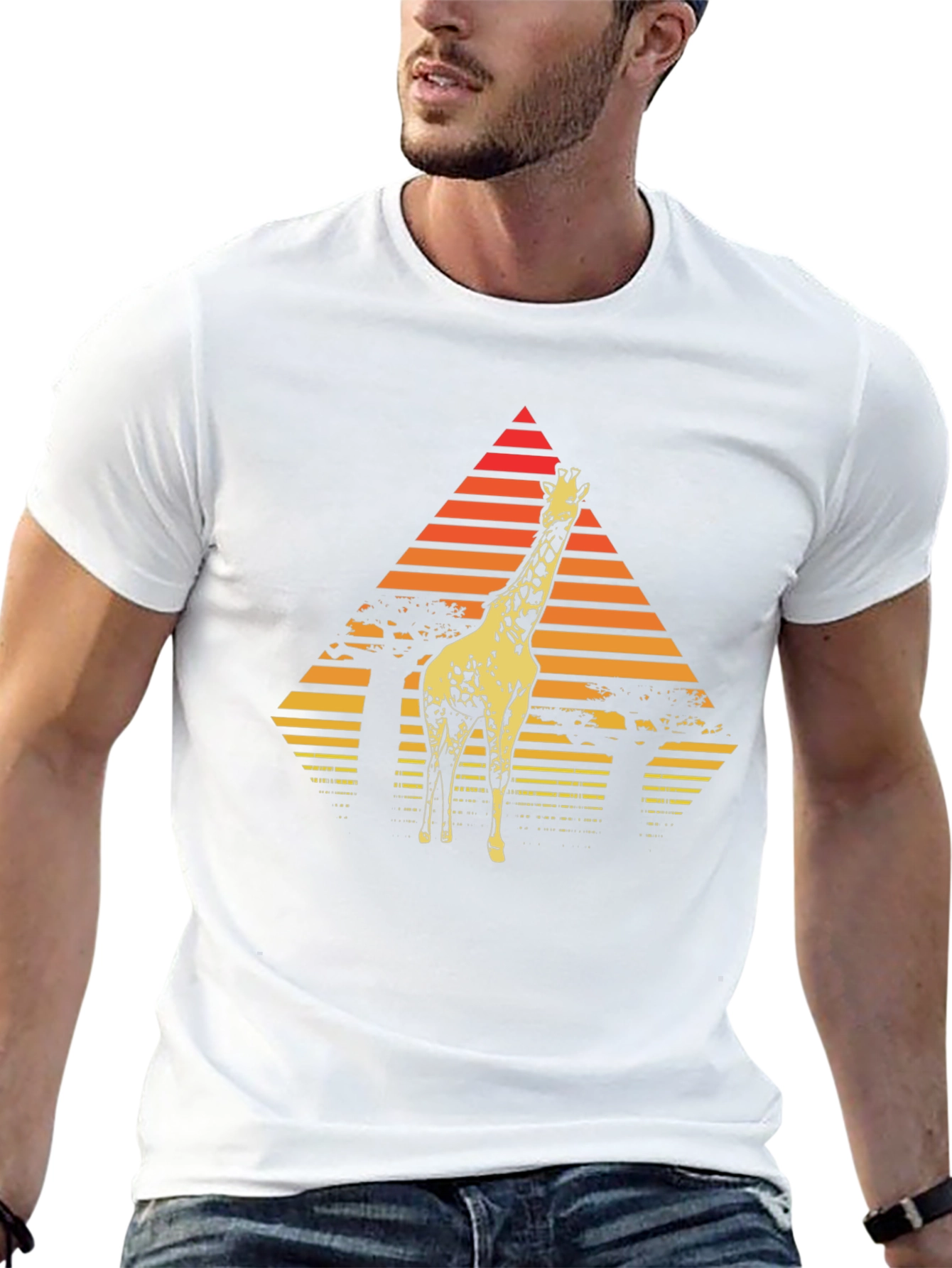Giraffe Sunset T-Shirt - Retro African Wildlife Tee