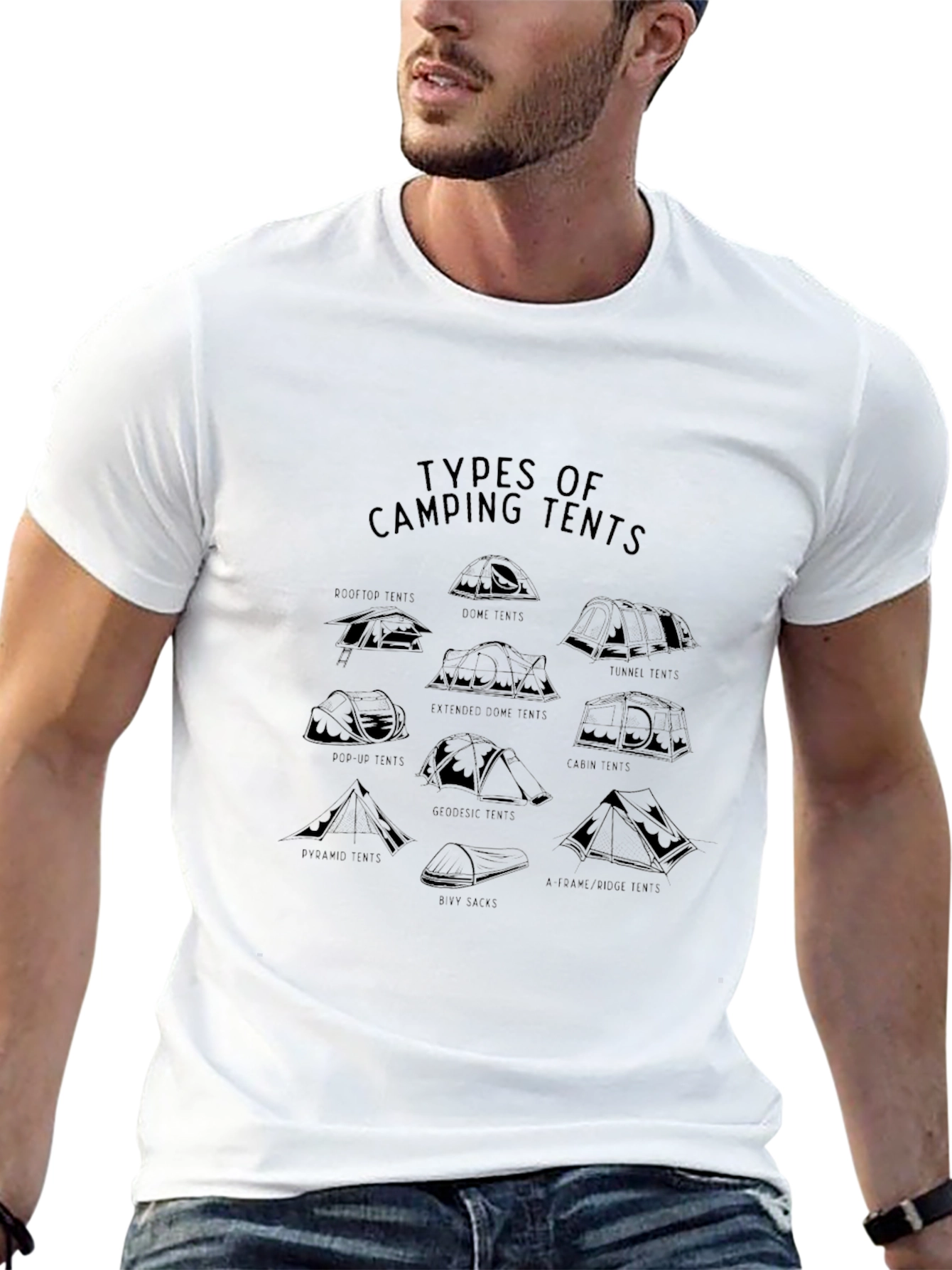 Camping Tents Graphic Tee - Outdoor Adventure Shirt