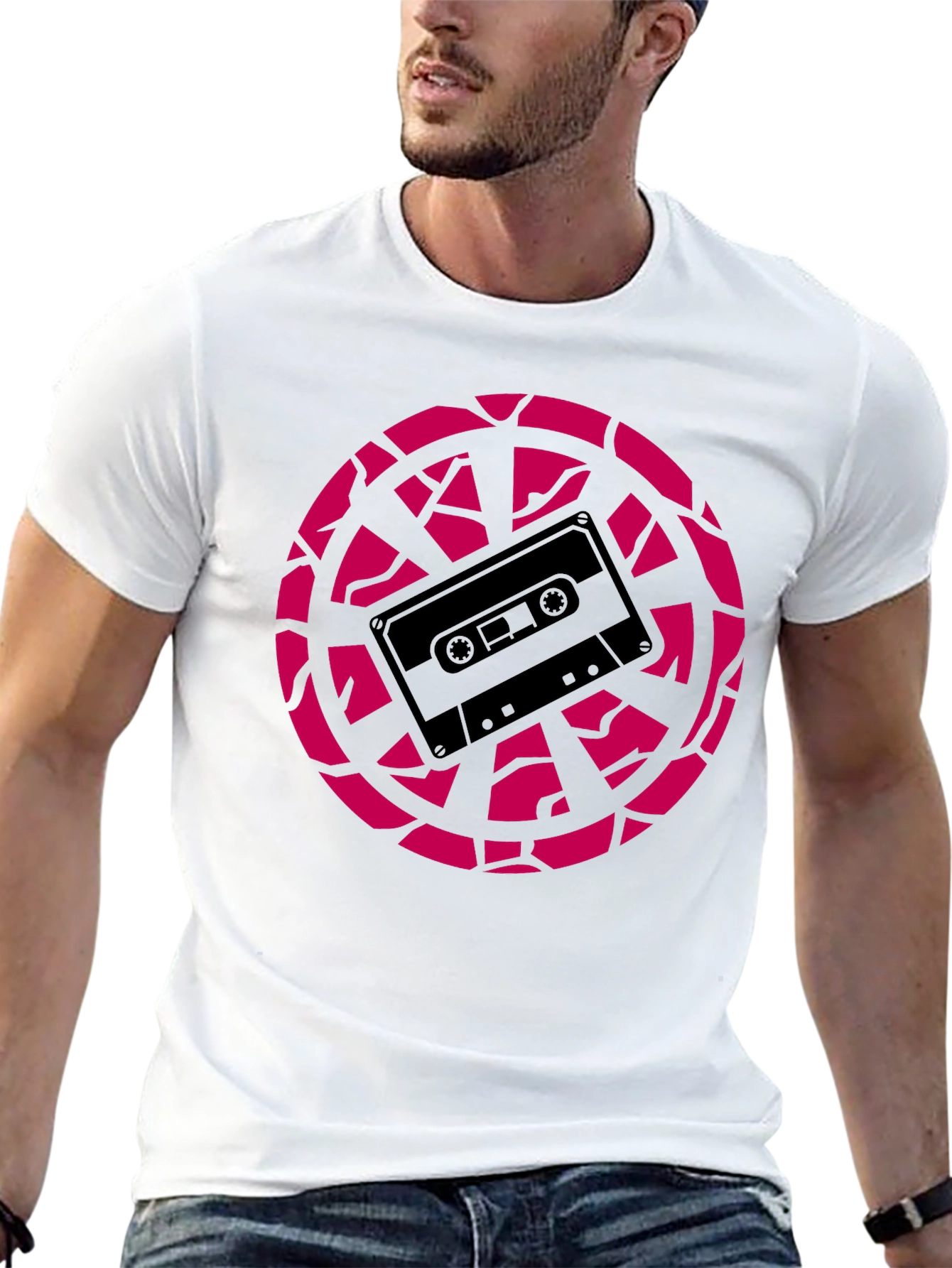 Retro Cassette Tape Graphic Tee - Black