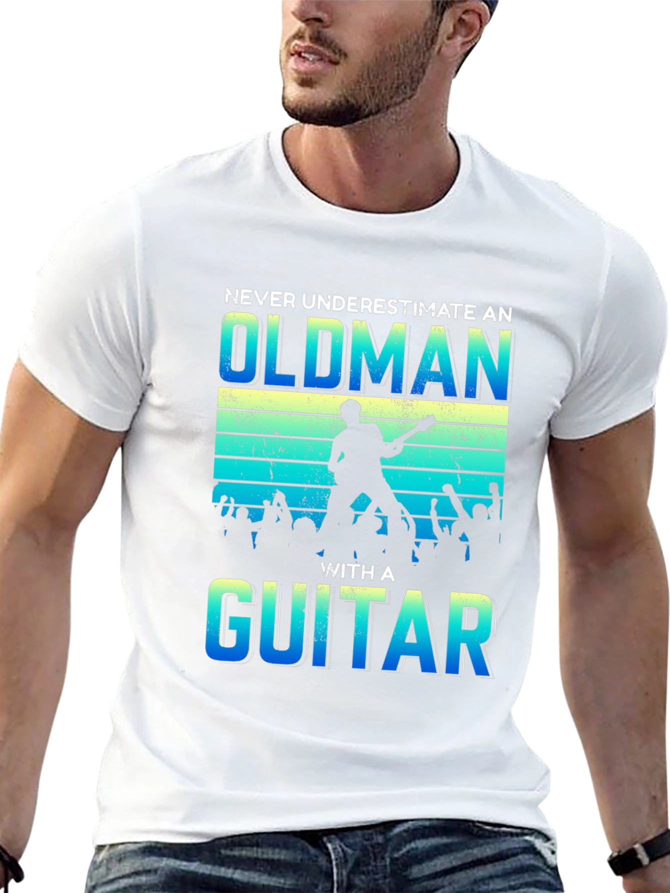Old Man Guitar Player Graphic T-Shirt