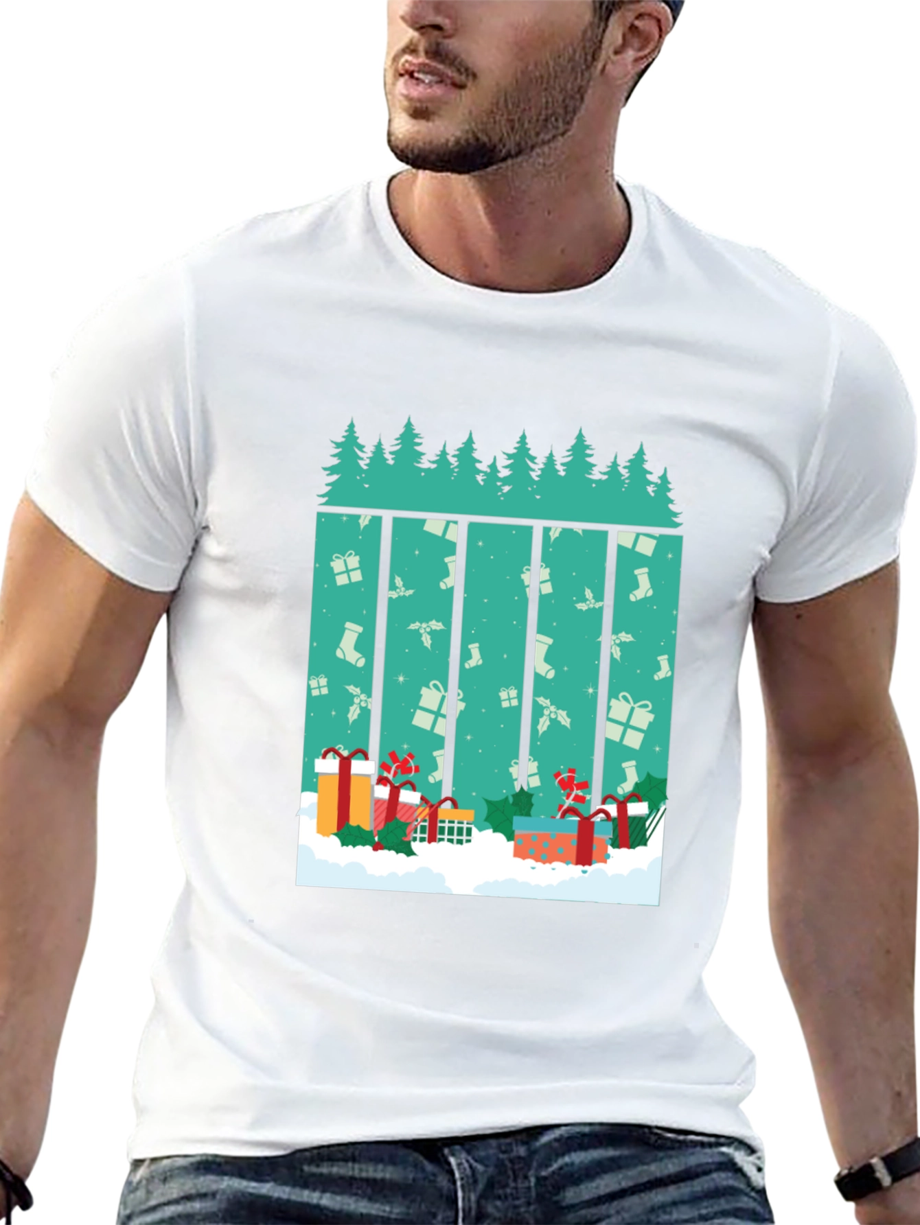 Festive Christmas Tree & Presents T-Shirt