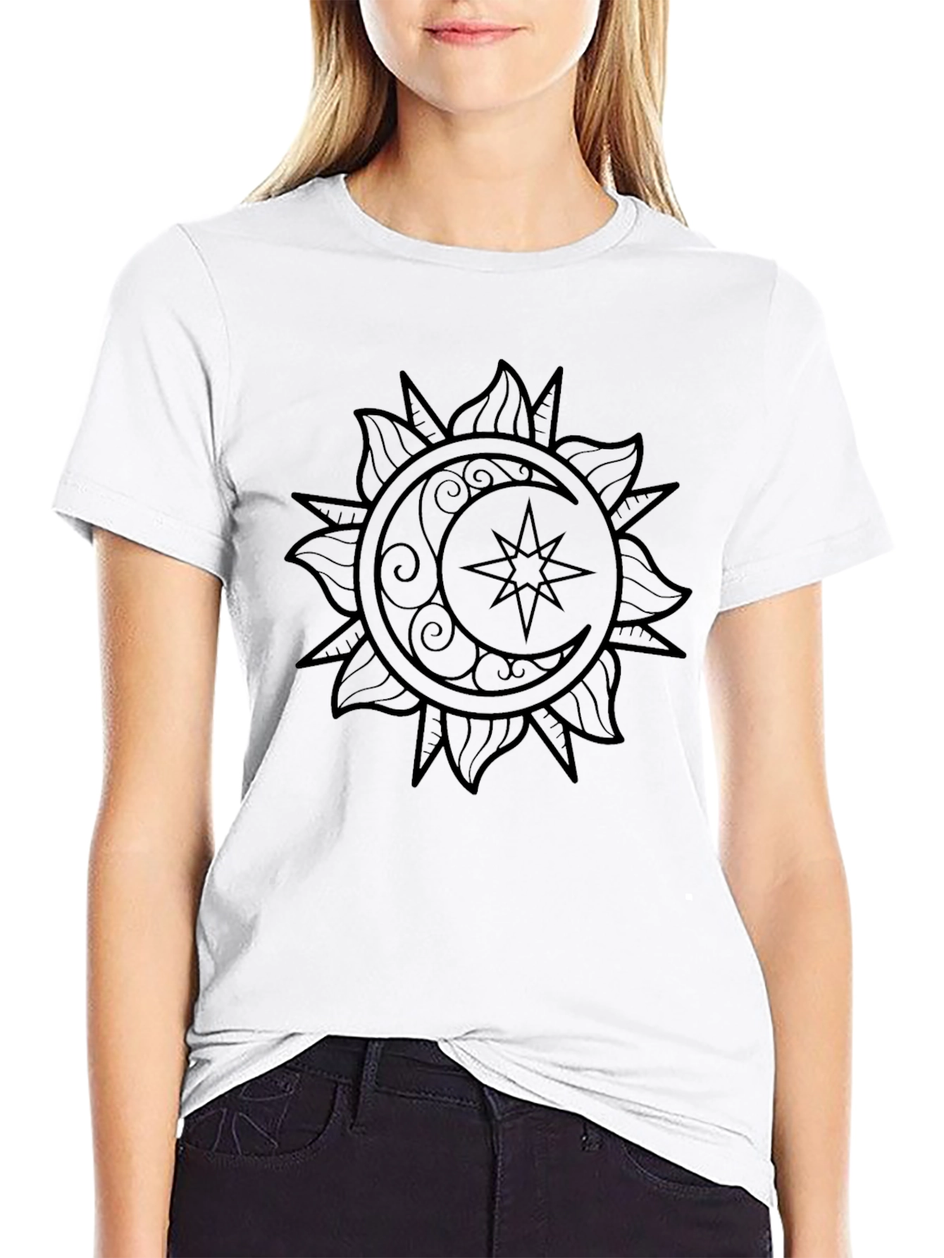 Celestial Sun and Moon Graphic Tee