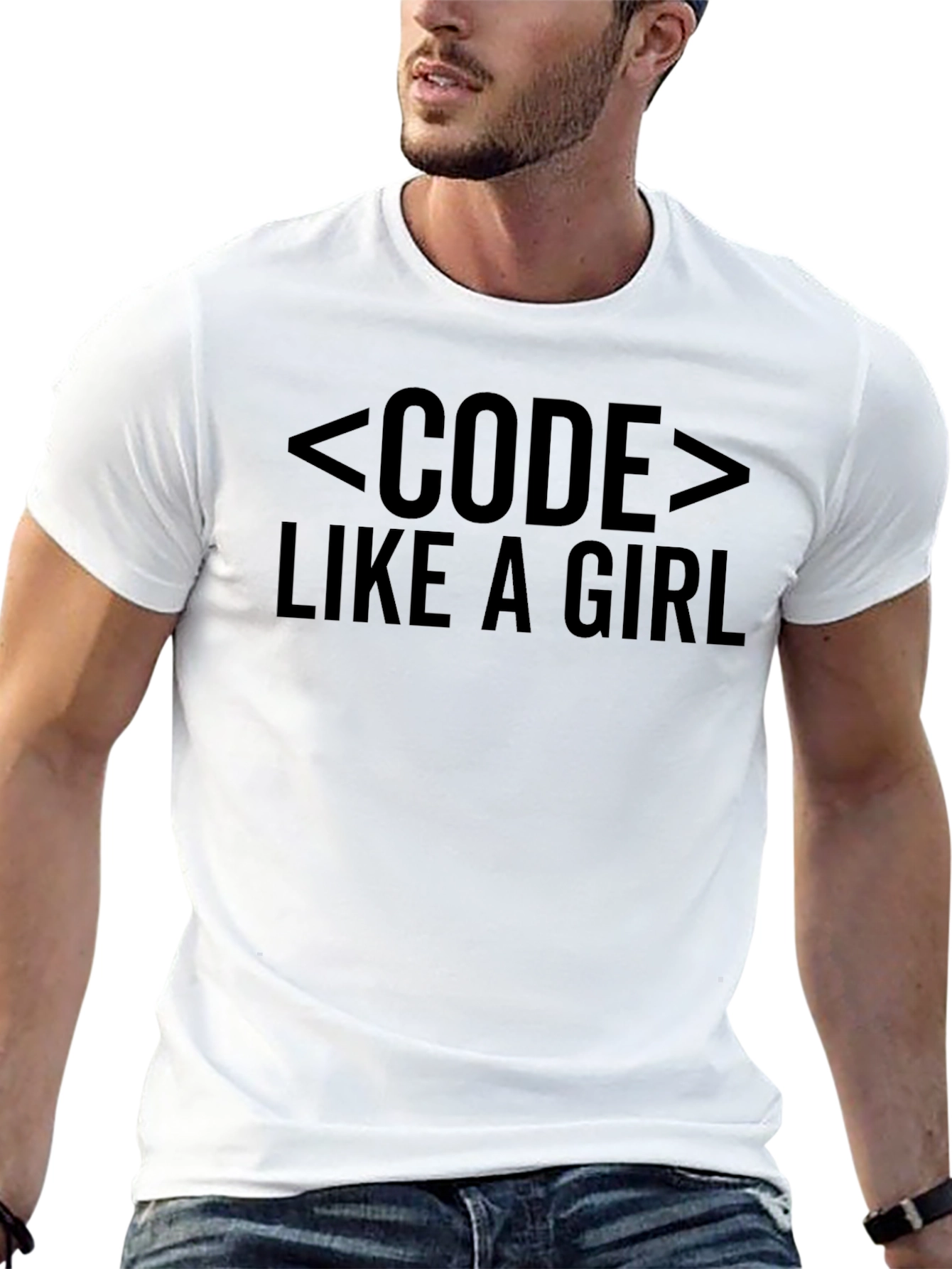 Code Like A Girl T-Shirt - Black Cotton Tee