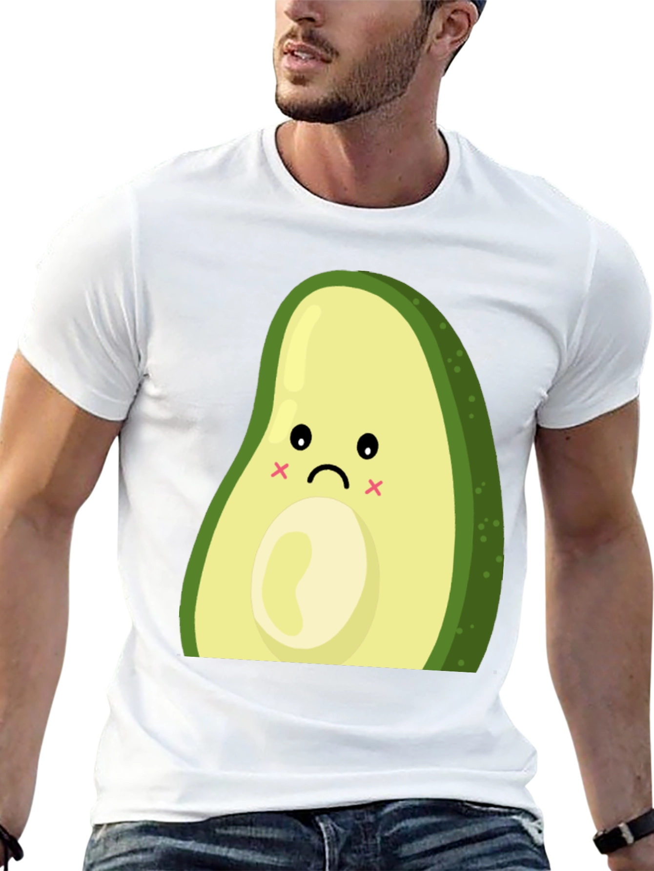 Sad Avocado Graphic Print Black T-Shirt