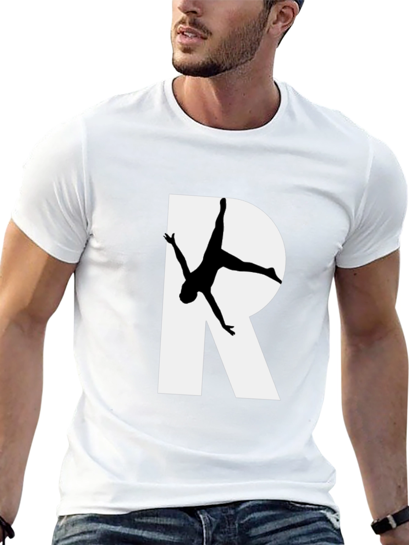 Black T-Shirt with R and Gymnastics Silhouette