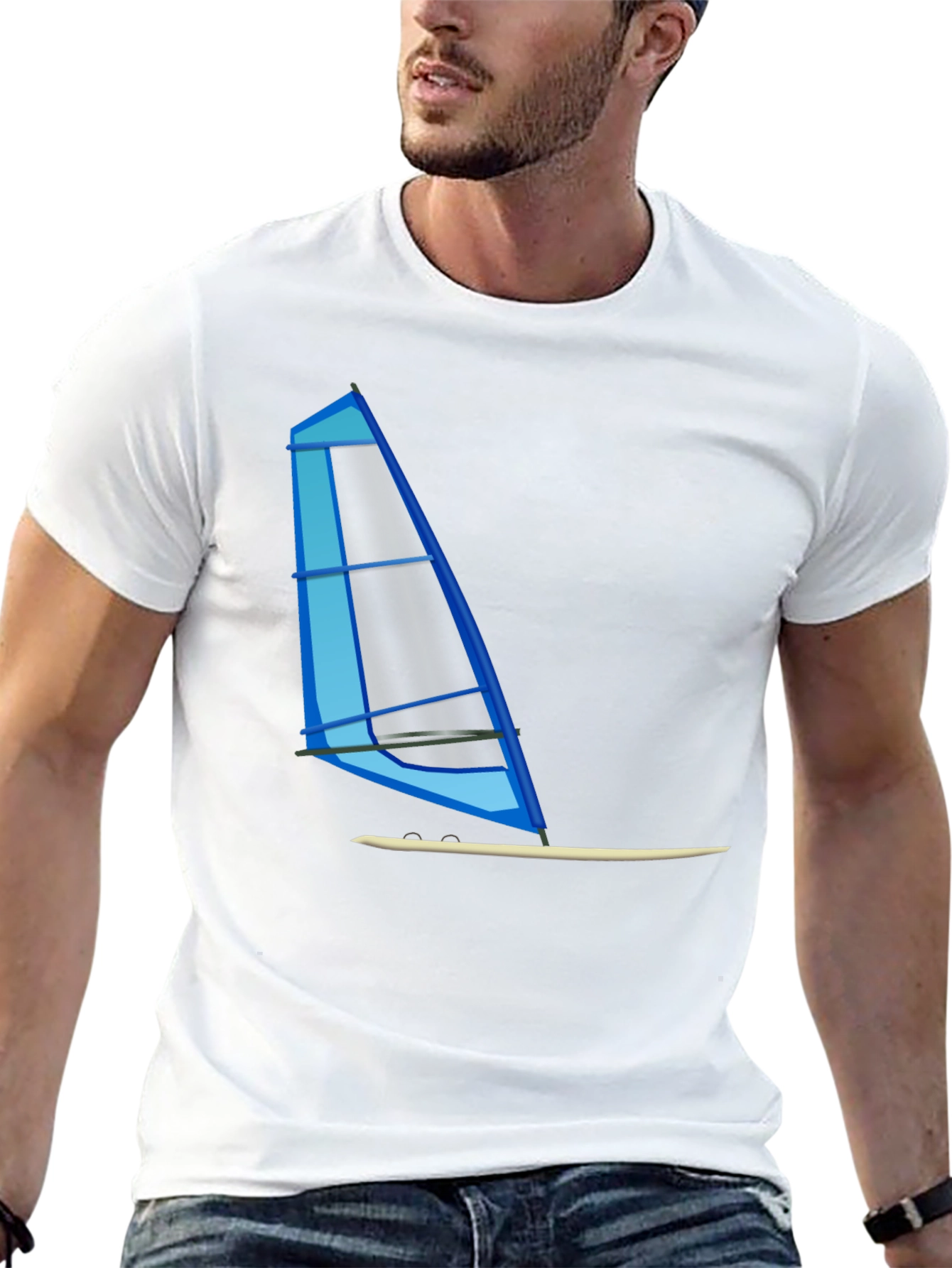 Windsurf Graphic Tee - Black Cotton T-Shirt